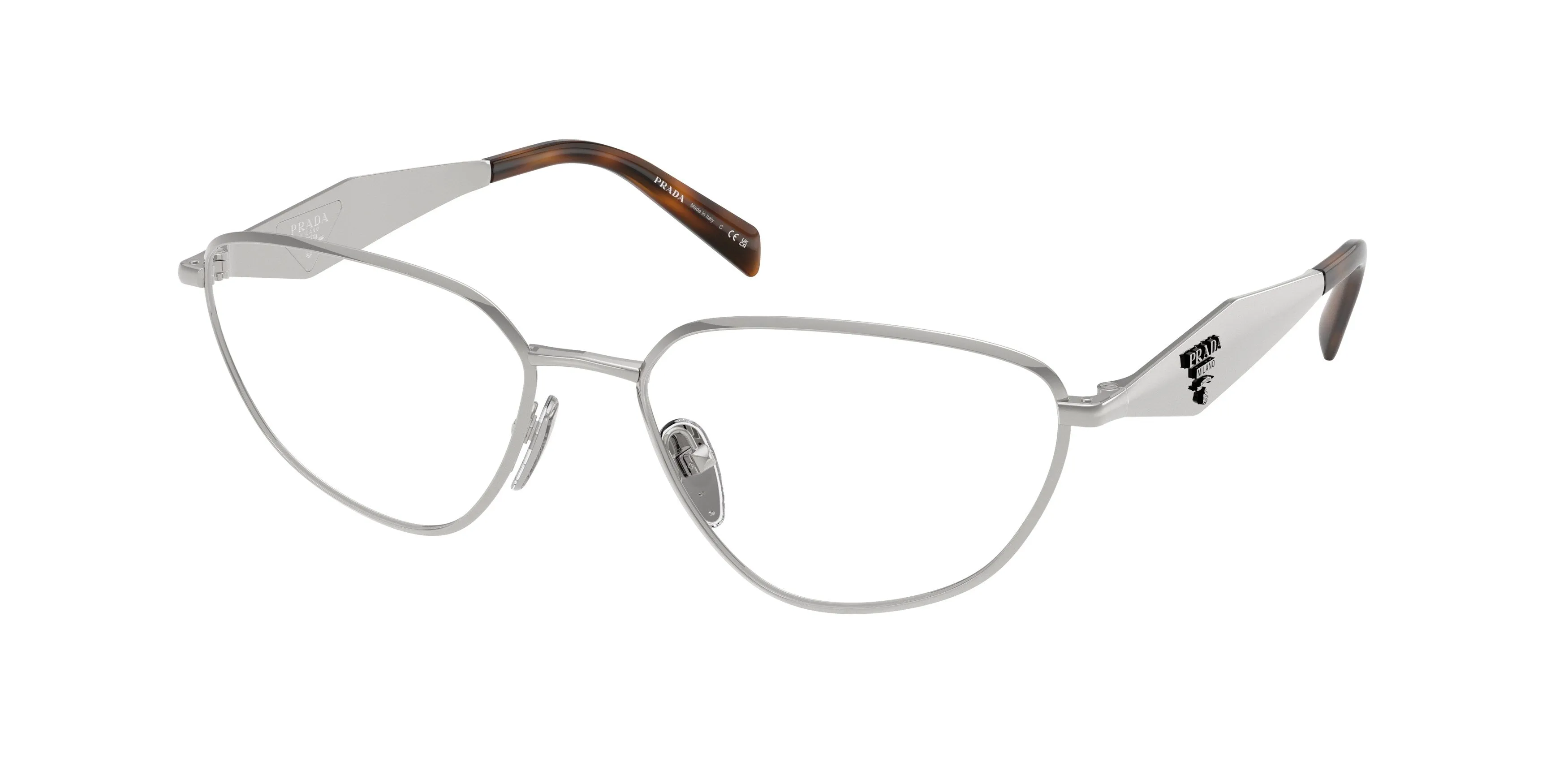 Prada PR D52V 1BC1O1 Montature da vista Metallo Argento Trasparente Geometrica Normale - immagine 1