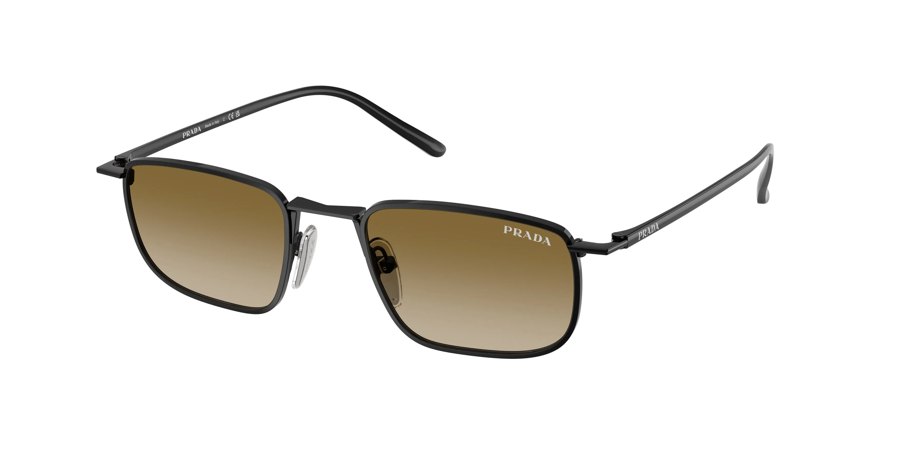 Prada PR D52S 1AB20U Occhiali da sole Metallo Nero Marrone Pillow Normale Sfumato - immagine 1