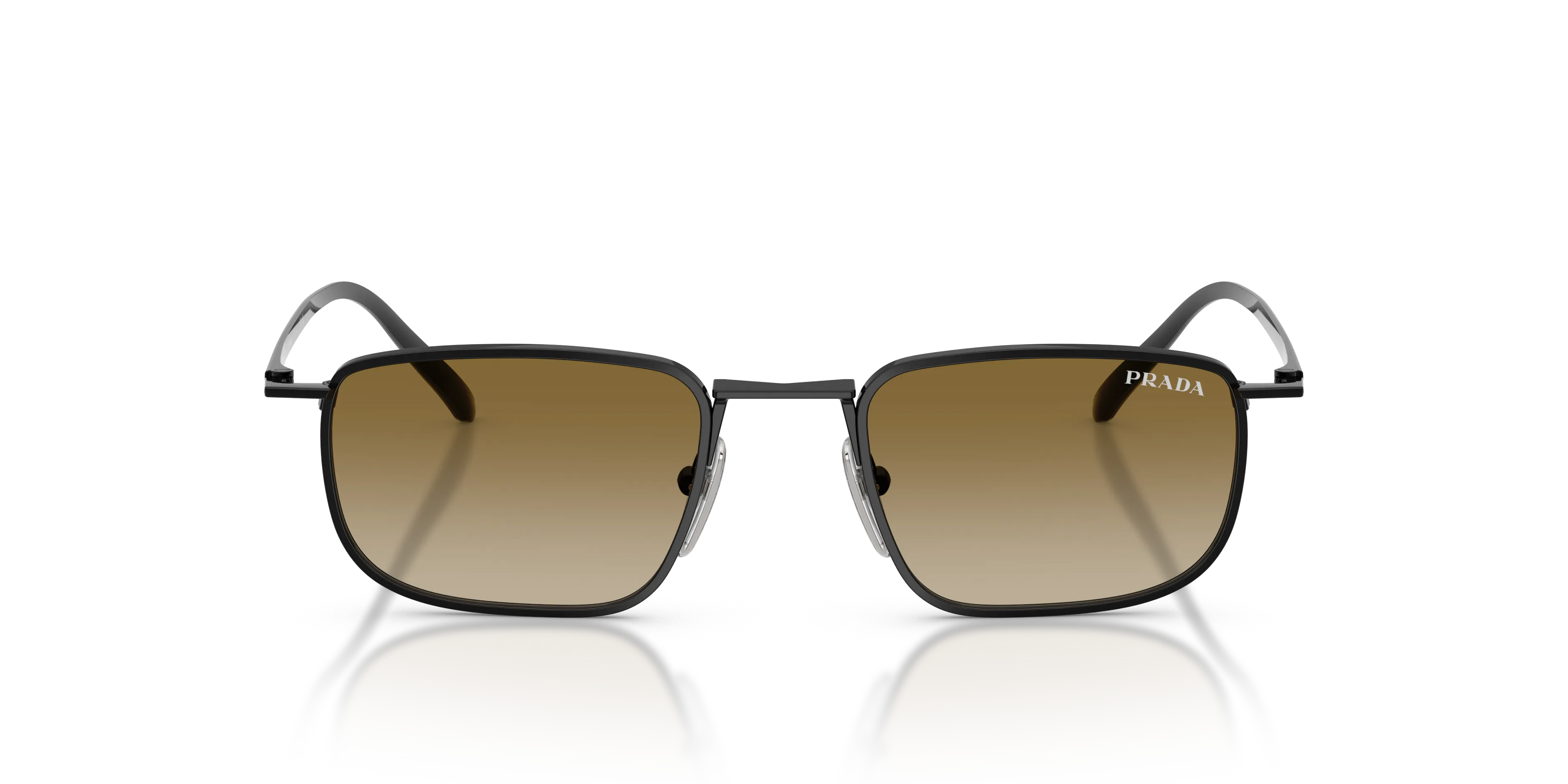 Prada PR D52S 1AB20U Occhiali da sole Metallo Nero Marrone Pillow Normale Sfumato - immagine 3