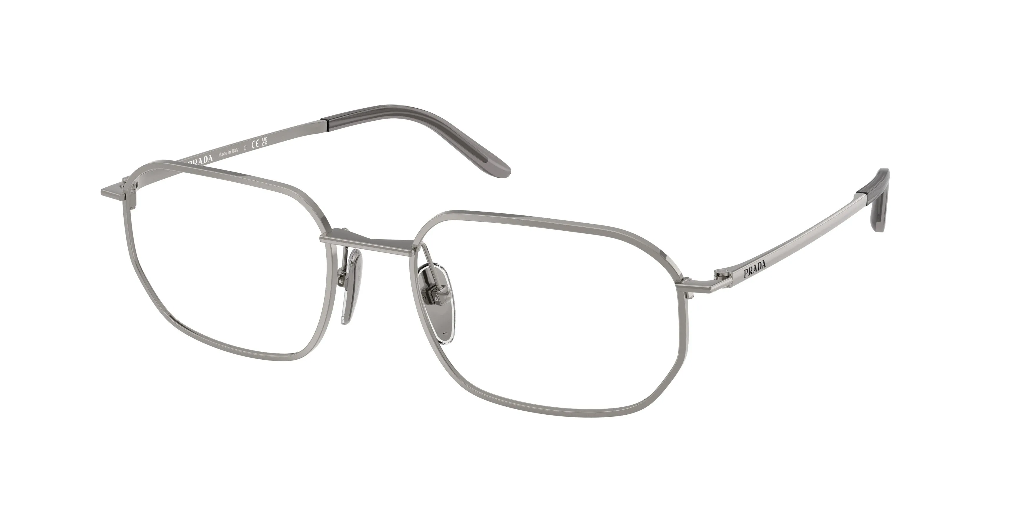 Prada PR D51V 5AV1O1 Montature da vista Metallo Grigio Trasparente Geometrica Normale - immagine 1
