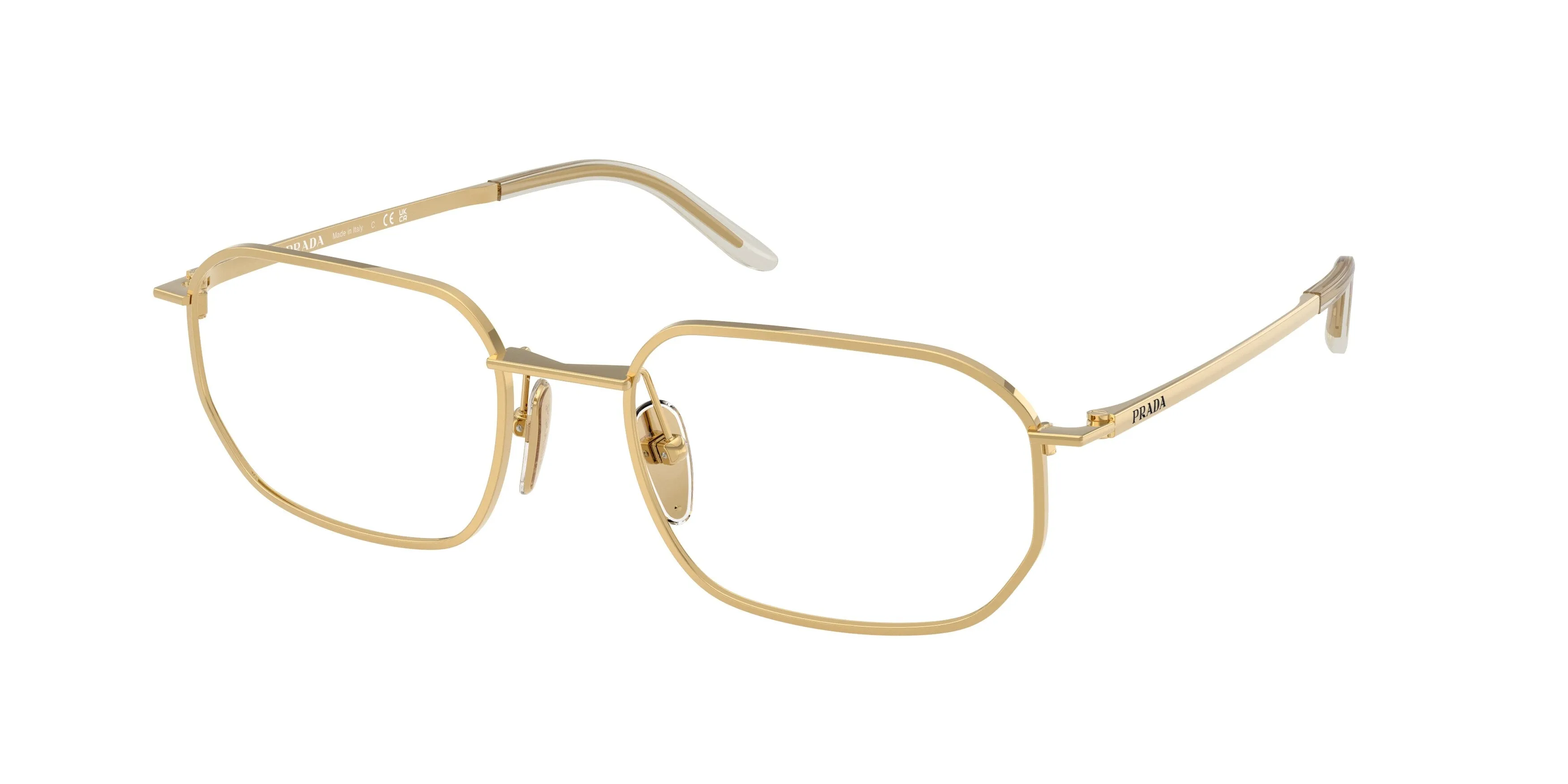 Prada PR D51V 5AK1O1 Montature da vista Metallo Oro Trasparente Geometrica Normale - immagine 1