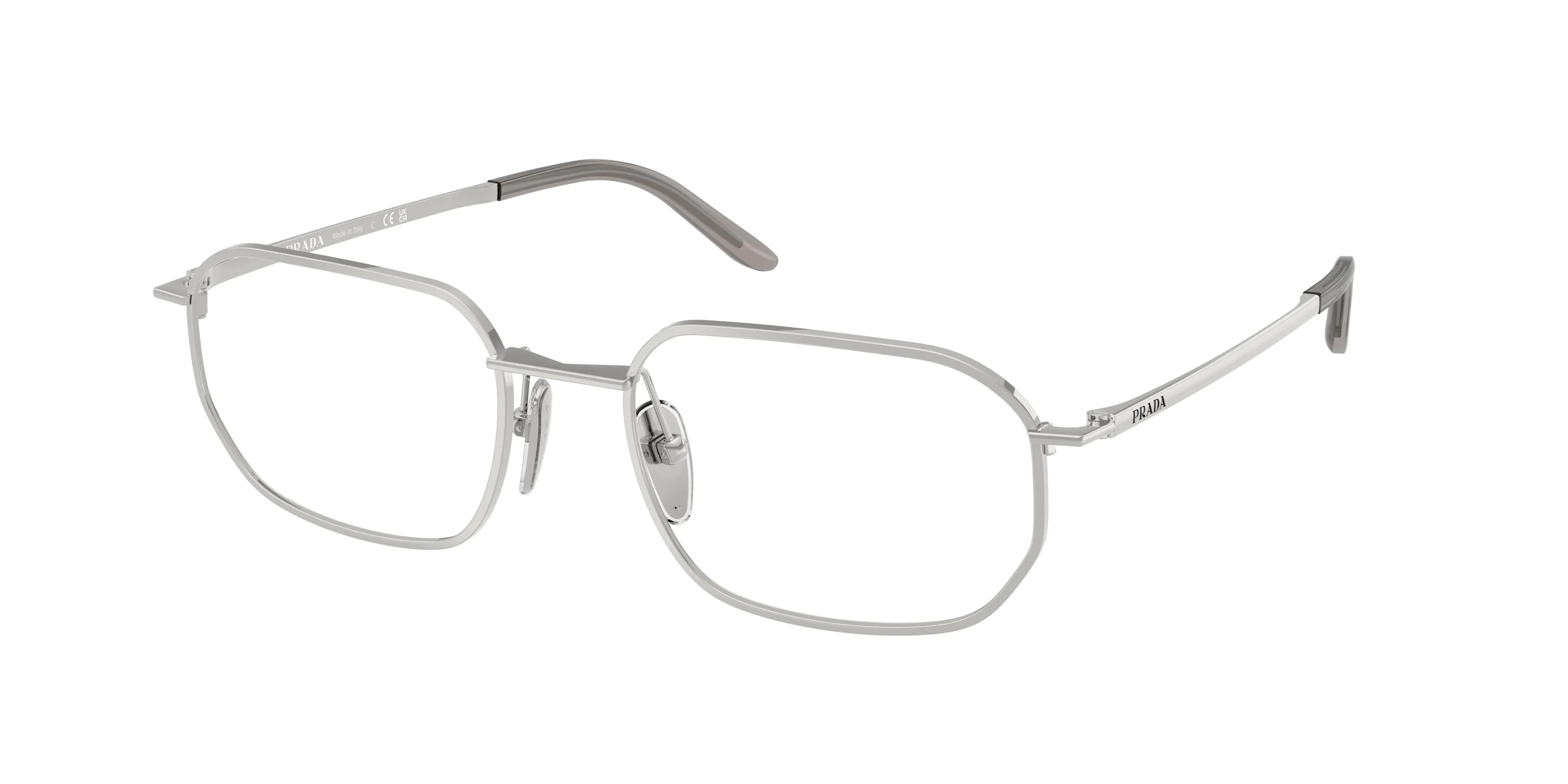Prada PR D51V 1BC1O1 Montature da vista Metallo Argento Trasparente Geometrica Normale - immagine 1