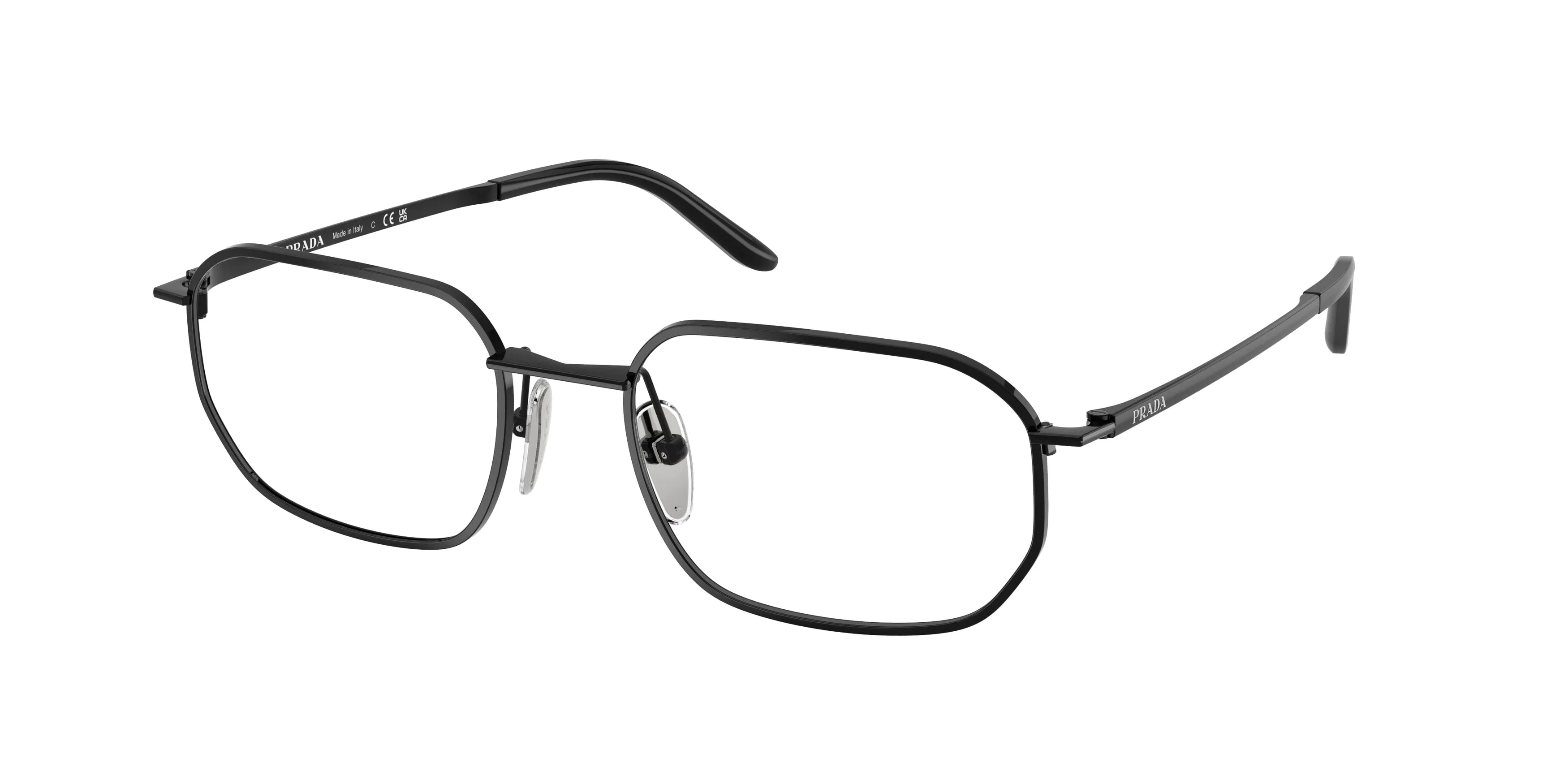 Prada PR D51V 1AB1O1 Montature da vista Metallo Nero Trasparente Geometrica Normale - immagine 1