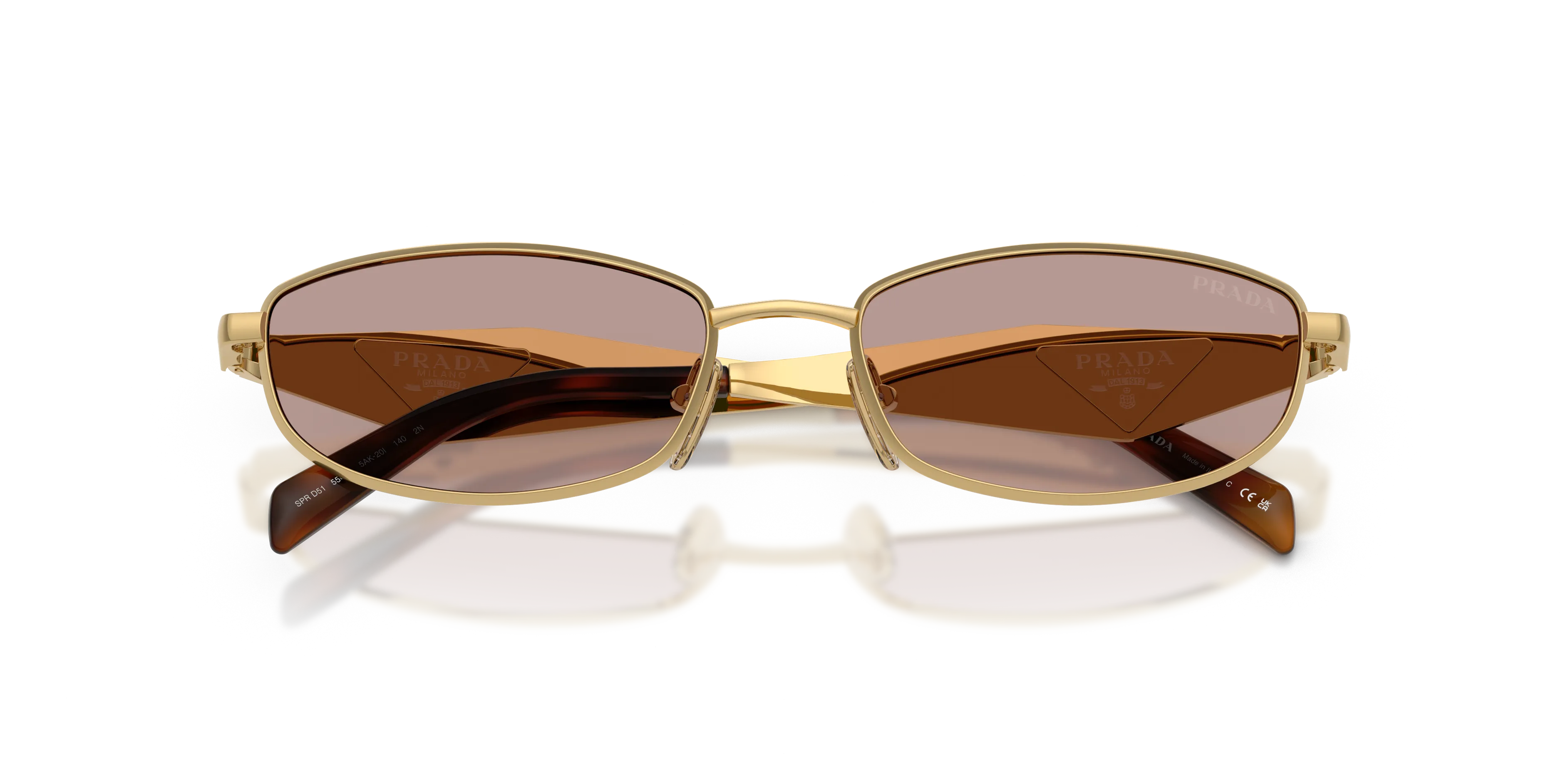 Prada PR D51S 5AK20I Occhiali da sole Metallo Oro Marrone Rotonda Normale - immagine 2