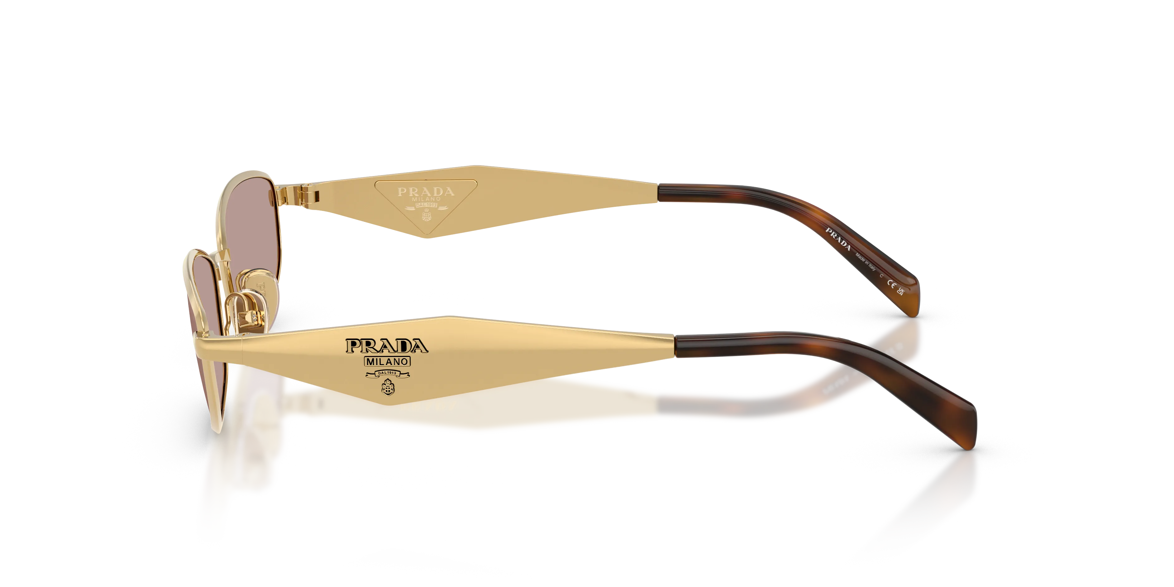 Prada PR D51S 5AK20I Occhiali da sole Metallo Oro Marrone Rotonda Normale - immagine 4