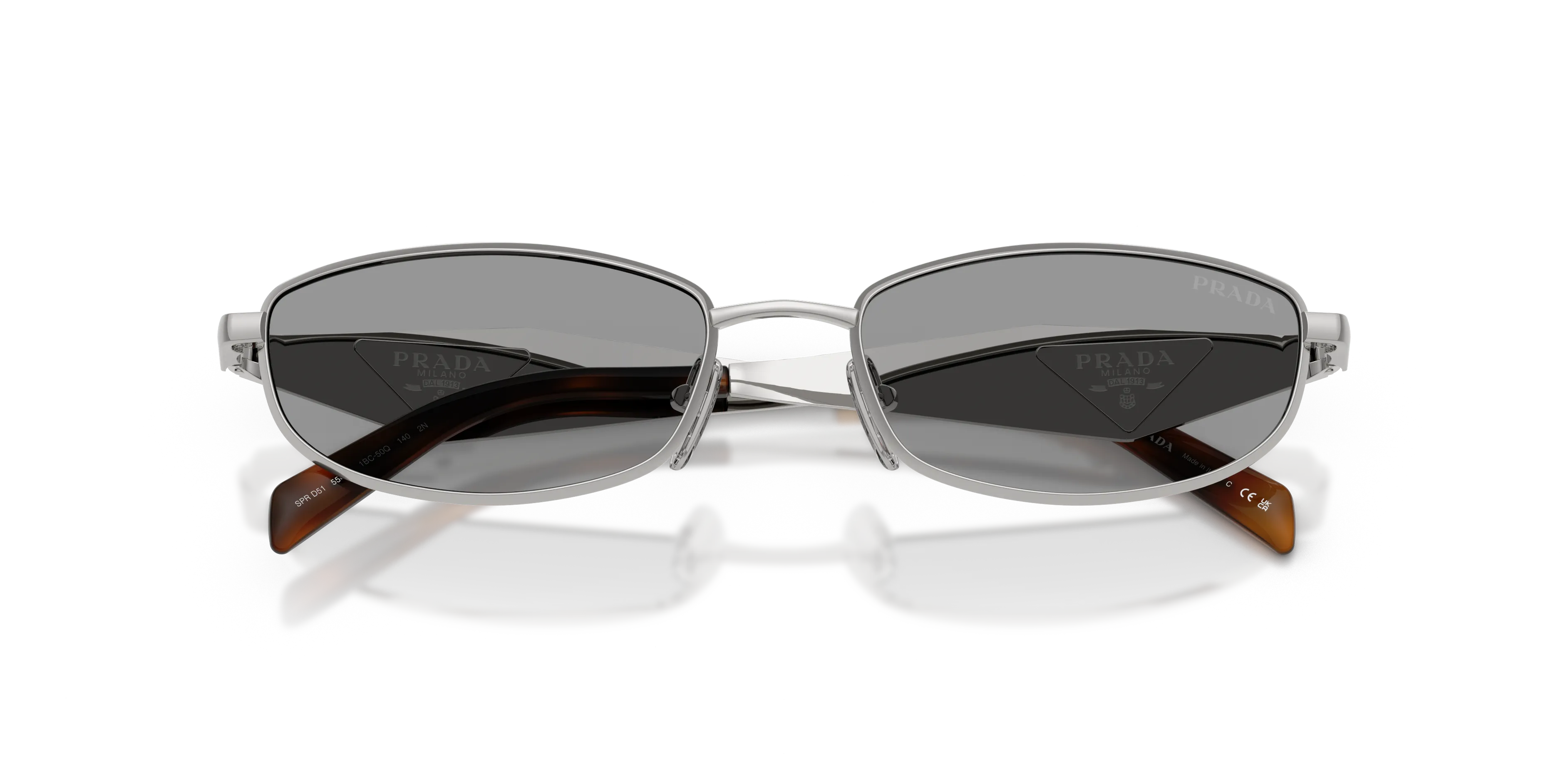 Prada PR D51S 1BC50Q Occhiali da sole Metallo Argento Grigio Rotonda Normale - immagine 2
