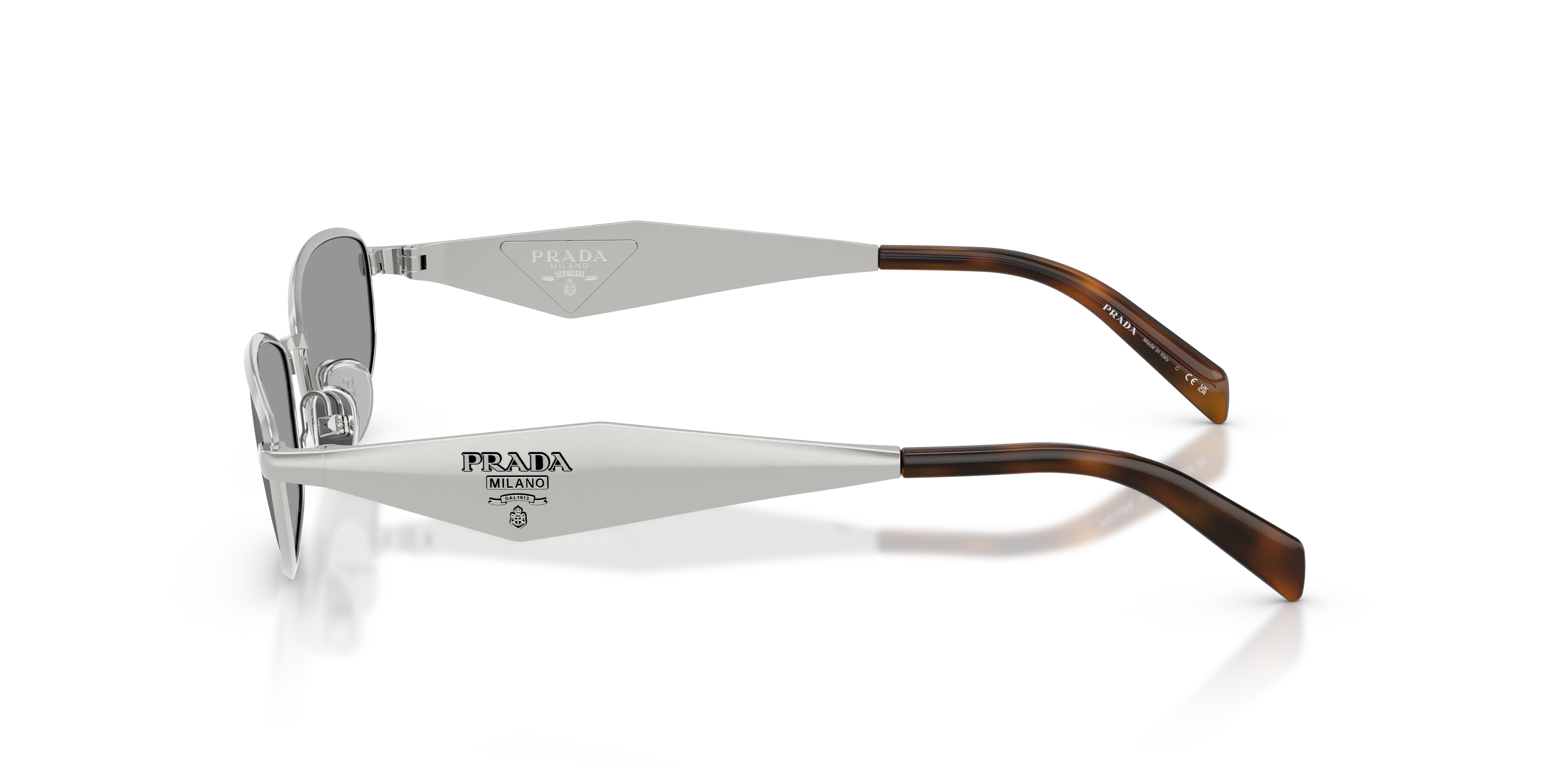 Prada PR D51S 1BC50Q Occhiali da sole Metallo Argento Grigio Rotonda Normale - immagine 4