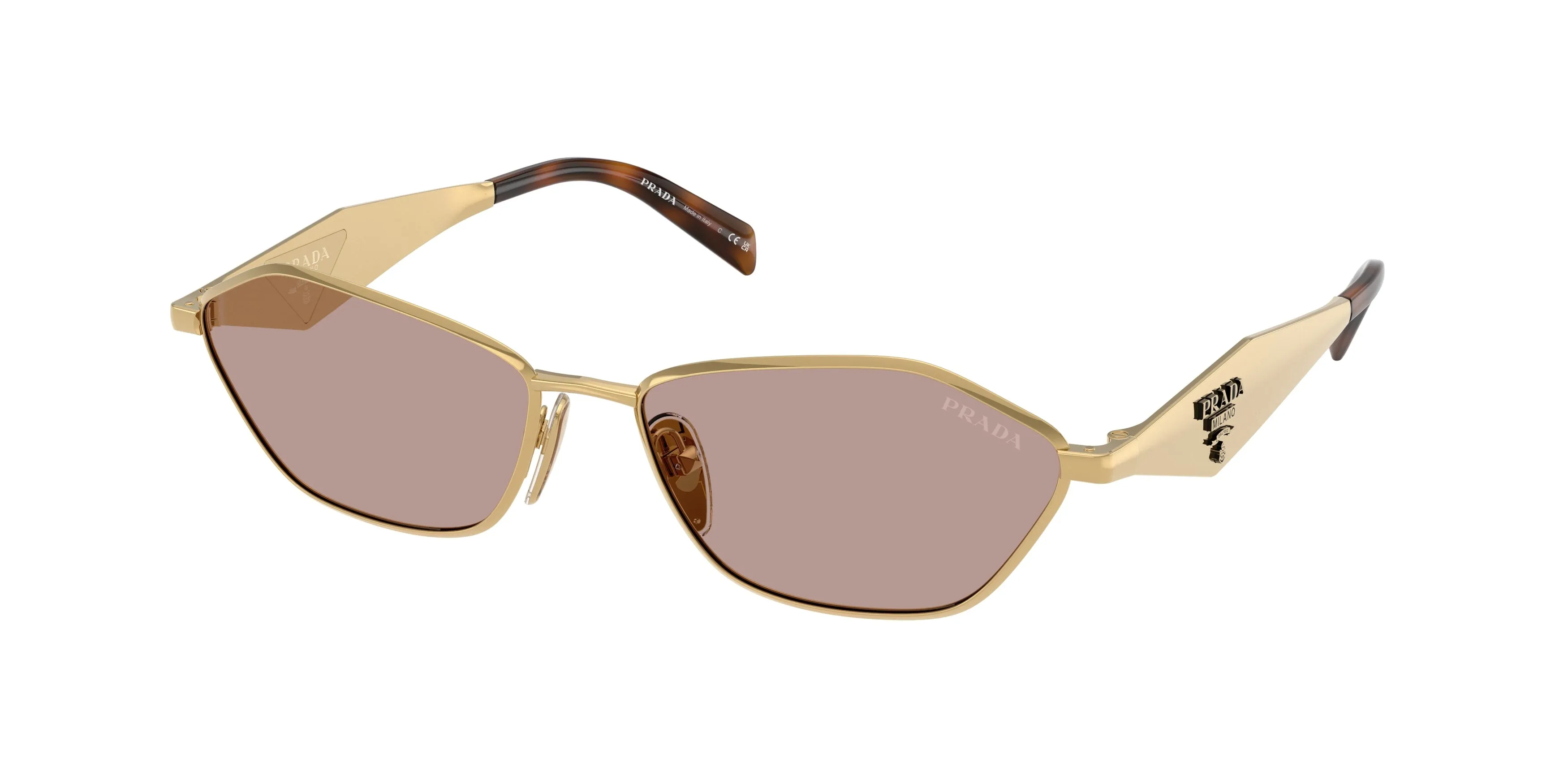 Prada PR D50S 5AK20I Occhiali da sole Metallo Oro Marrone Geometrica Normale - immagine 1