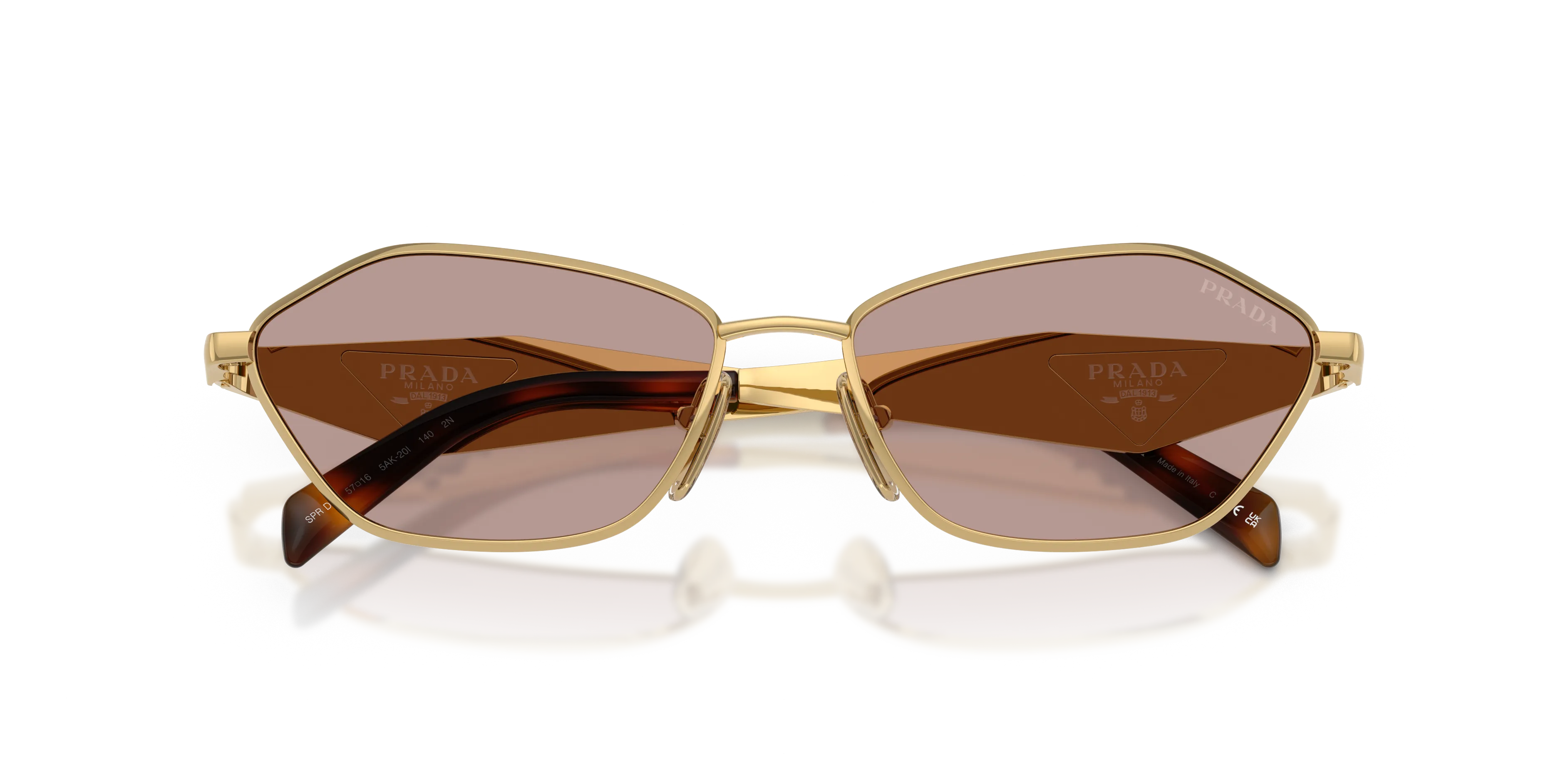 Prada PR D50S 5AK20I Occhiali da sole Metallo Oro Marrone Geometrica Normale - immagine 2