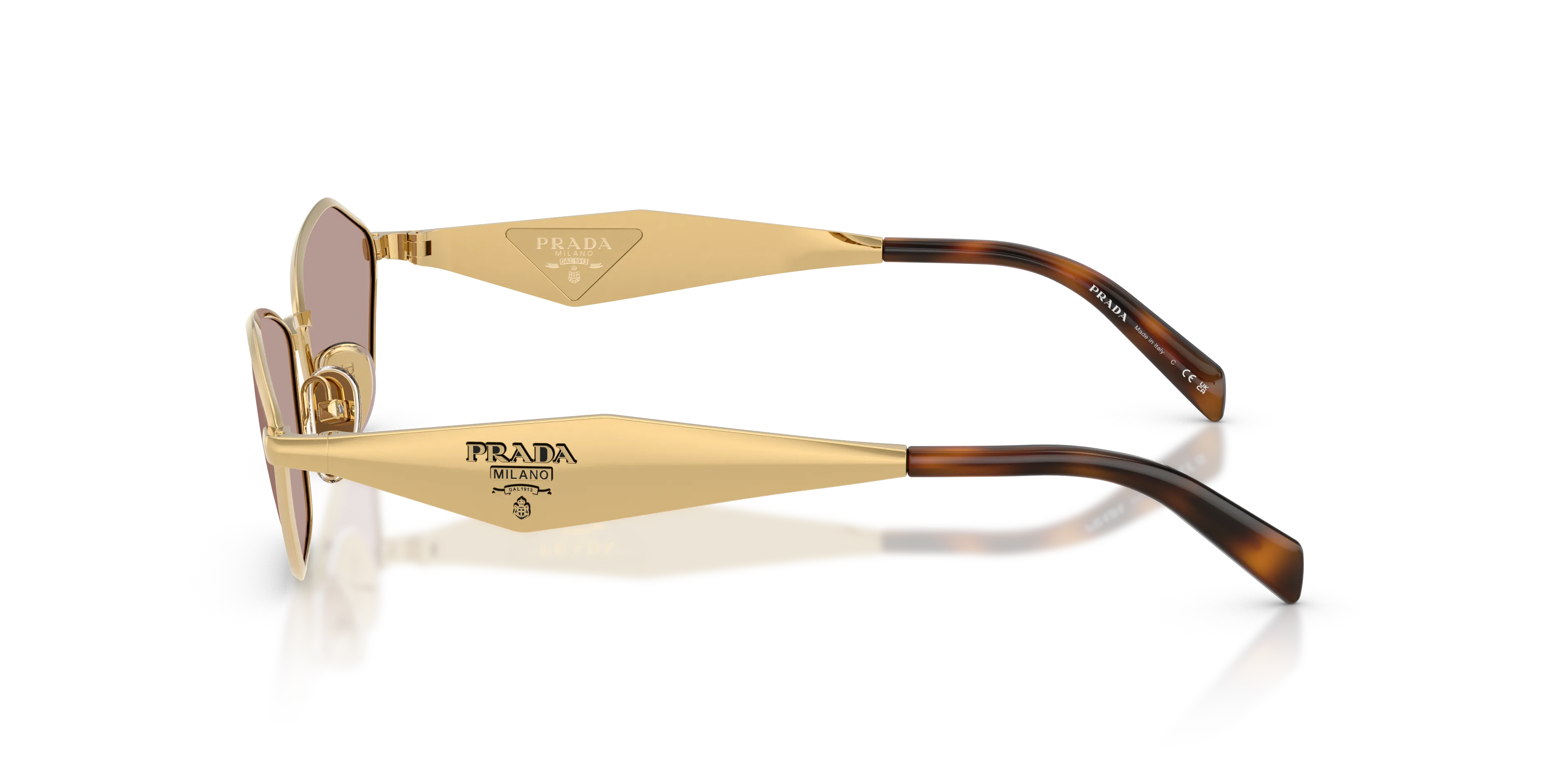 Prada PR D50S 5AK20I Occhiali da sole Metallo Oro Marrone Geometrica Normale - immagine 4