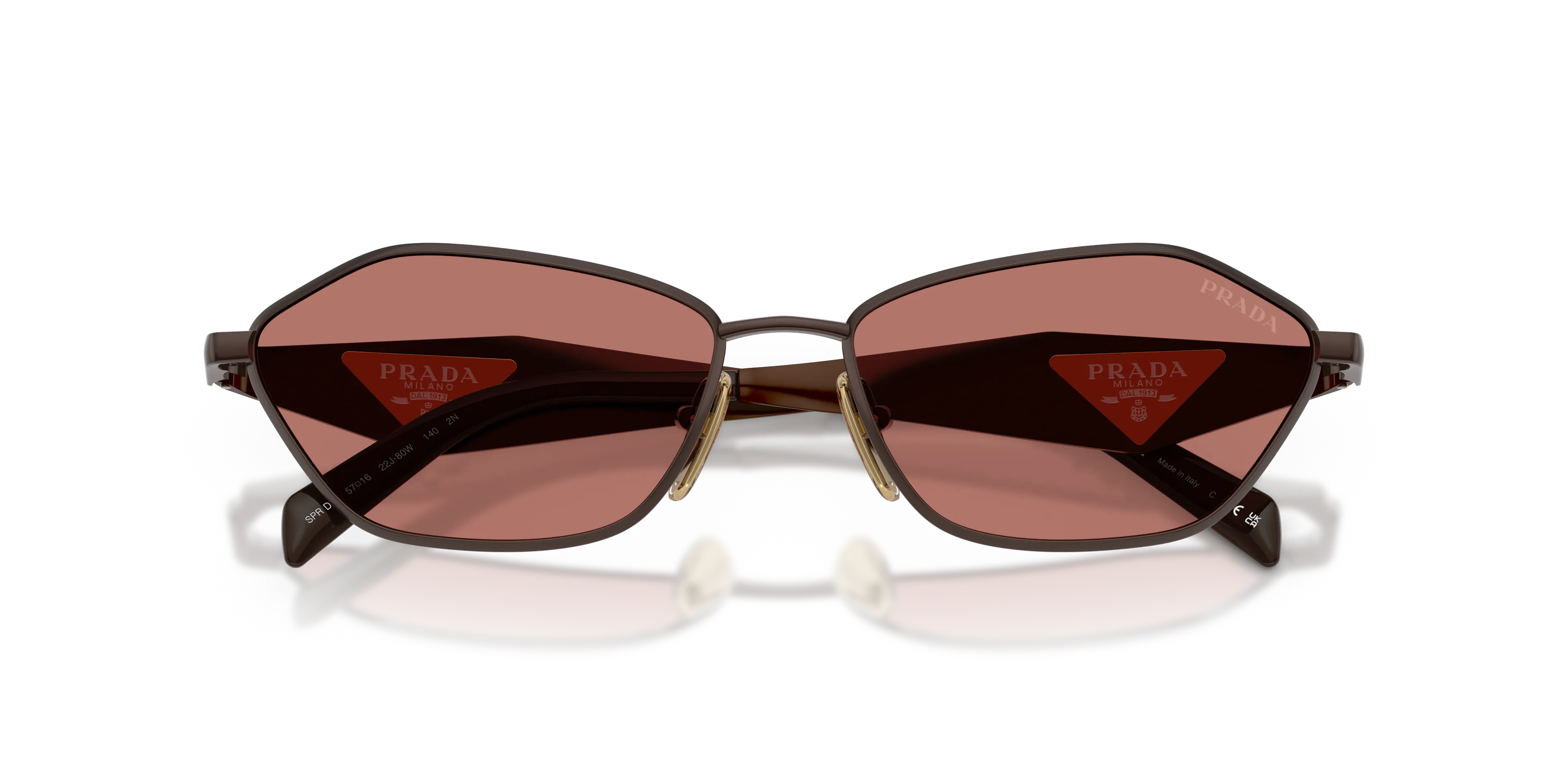 Prada PR D50S 22J80W Occhiali da sole Metallo Marrone Bordeaux Geometrica Normale - immagine 2