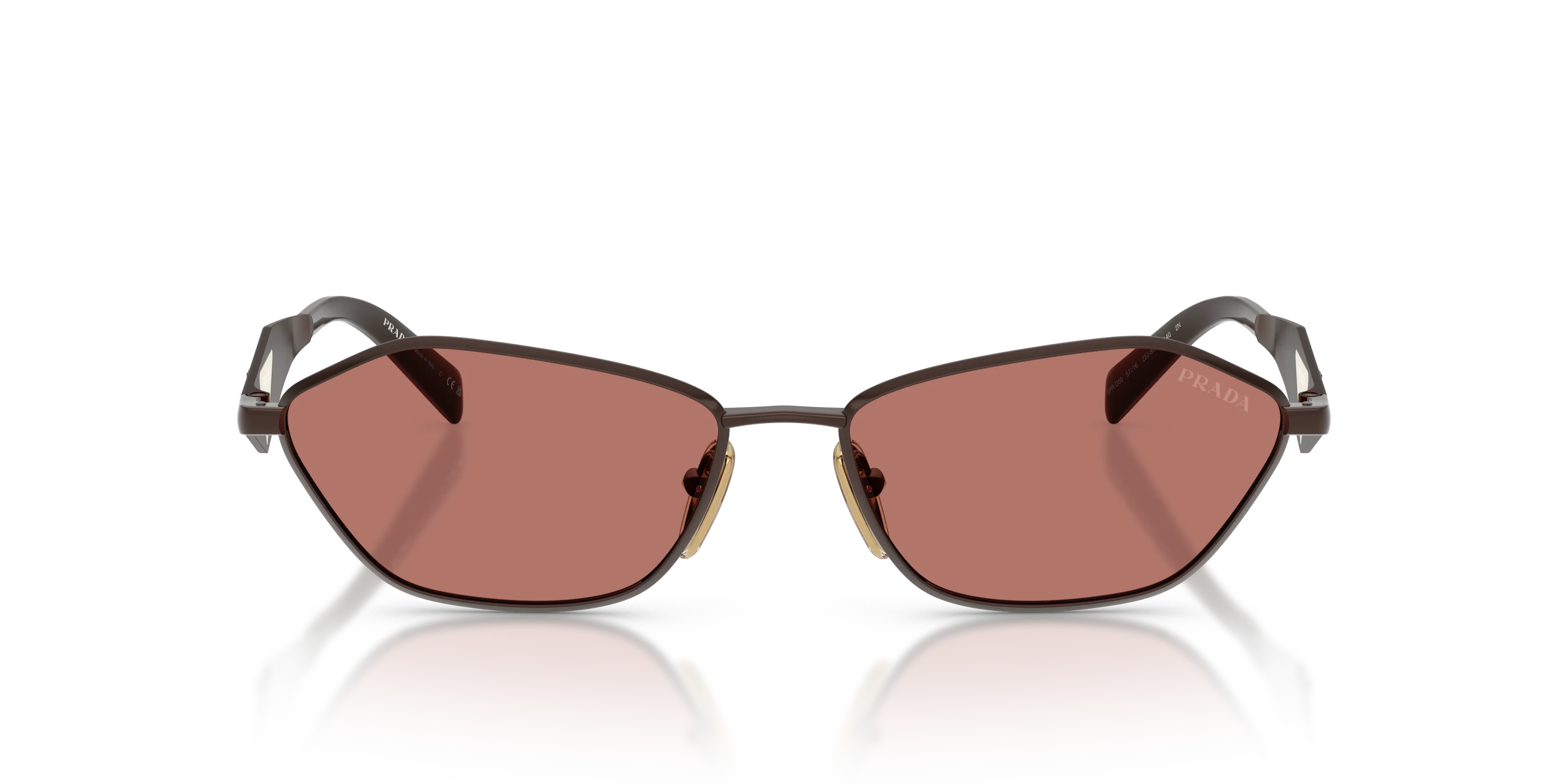 Prada PR D50S 22J80W Occhiali da sole Metallo Marrone Bordeaux Geometrica Normale - immagine 3