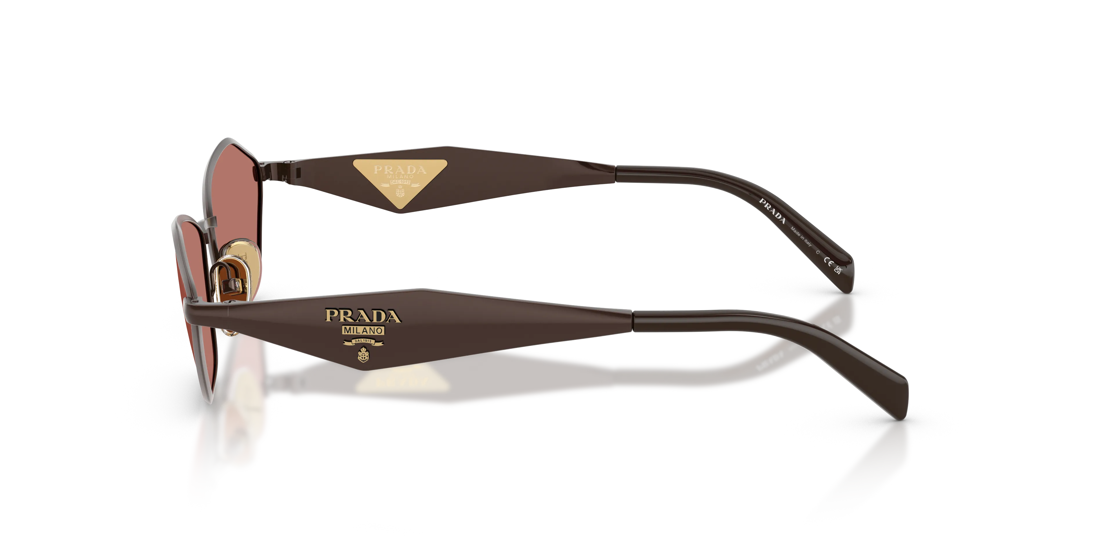 Prada PR D50S 22J80W Occhiali da sole Metallo Marrone Bordeaux Geometrica Normale - immagine 4