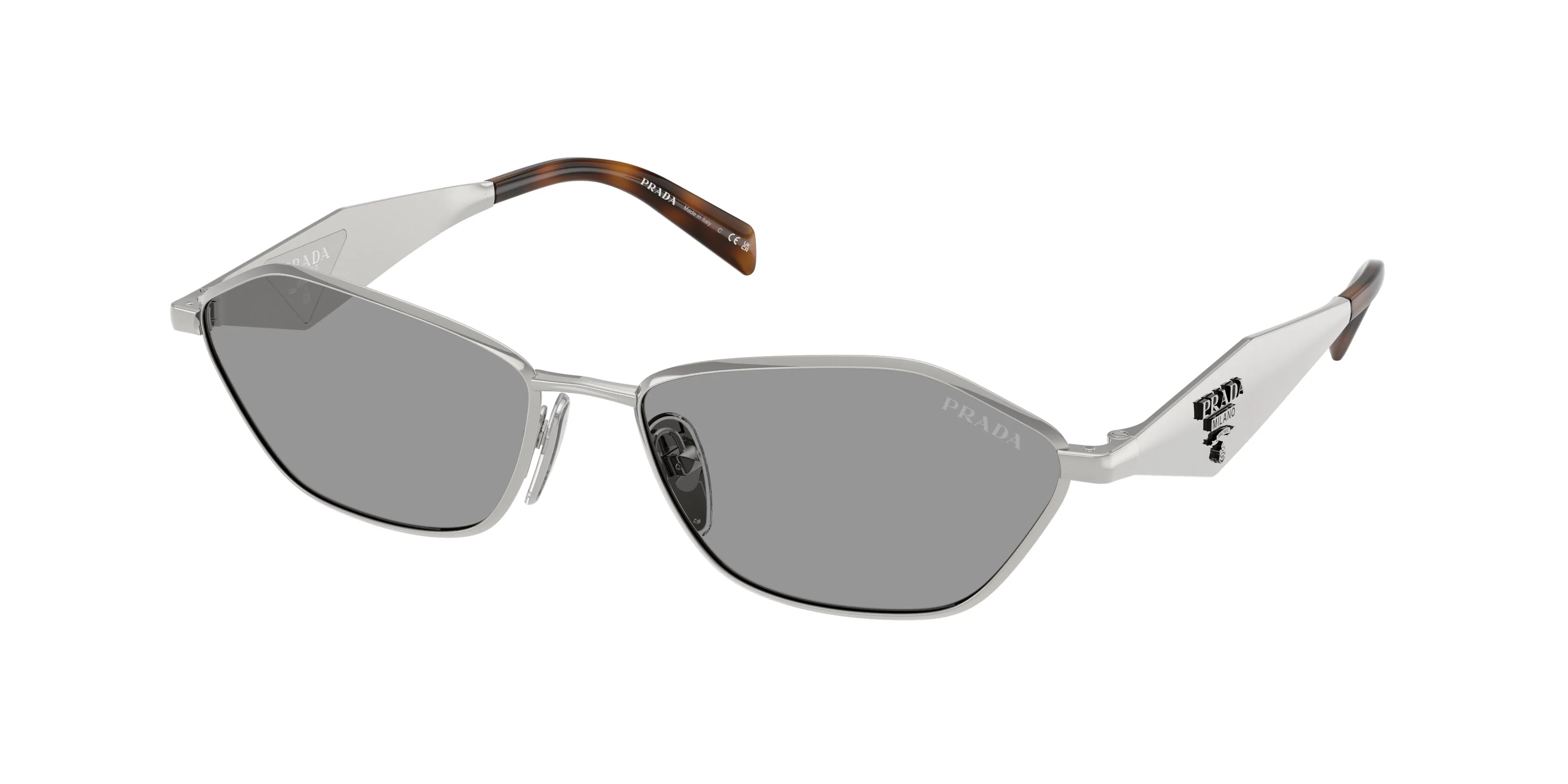 Prada PR D50S 1BC50Q Occhiali da sole Metallo Argento Grigio Geometrica Normale - immagine 1