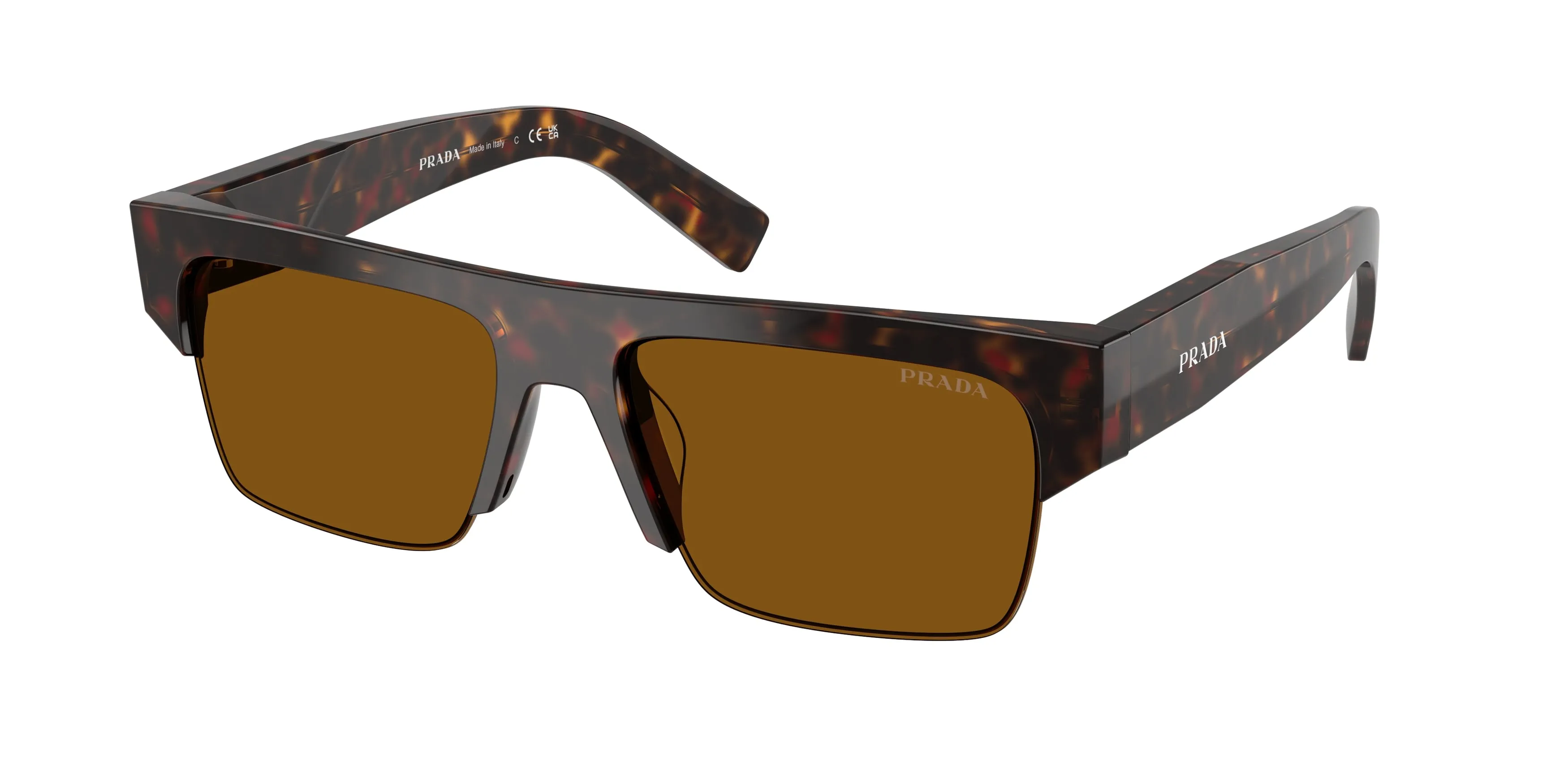 Prada PR D12SU 17N20V Occhiali da sole Acetato Tartaruga Bronzo Squadrata Normale - immagine 1
