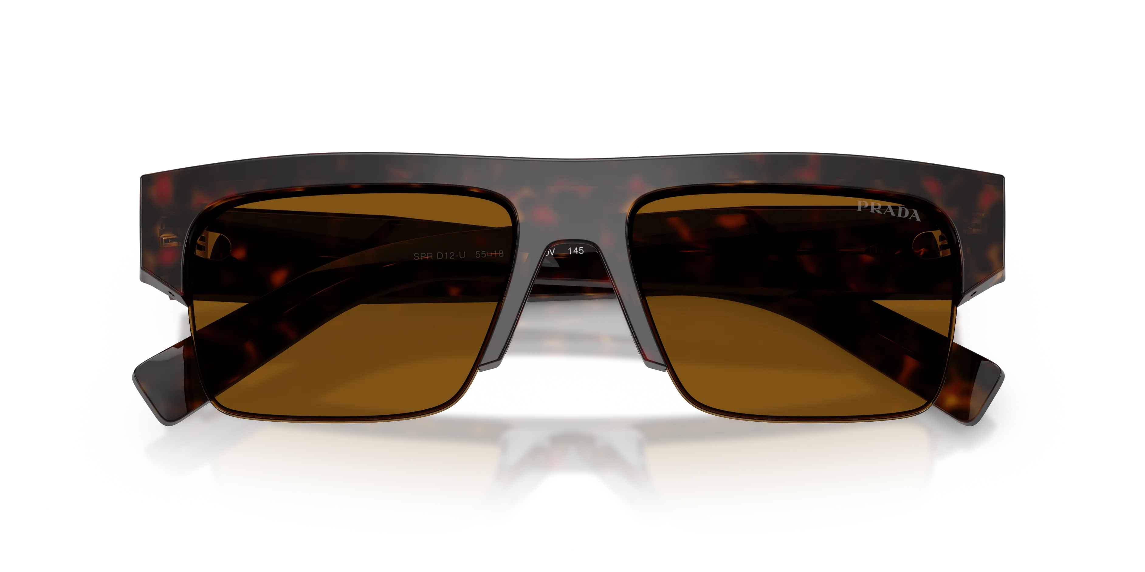 Prada PR D12SU 17N20V Occhiali da sole Acetato Tartaruga Bronzo Squadrata Normale - immagine 2