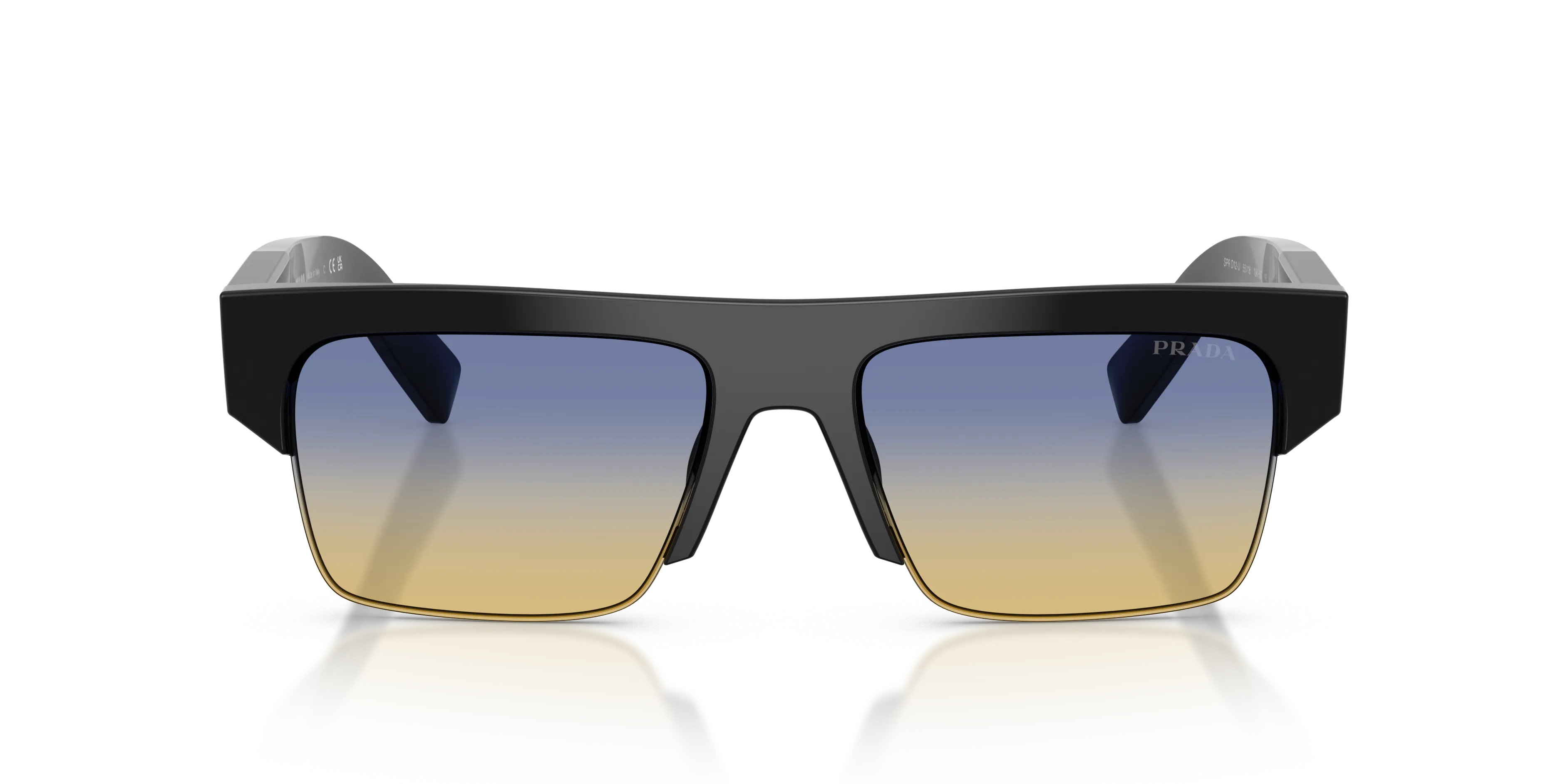 Prada PR D12SU 16K50E Occhiali da sole Acetato Nero Giallo Squadrata Normale - immagine 3