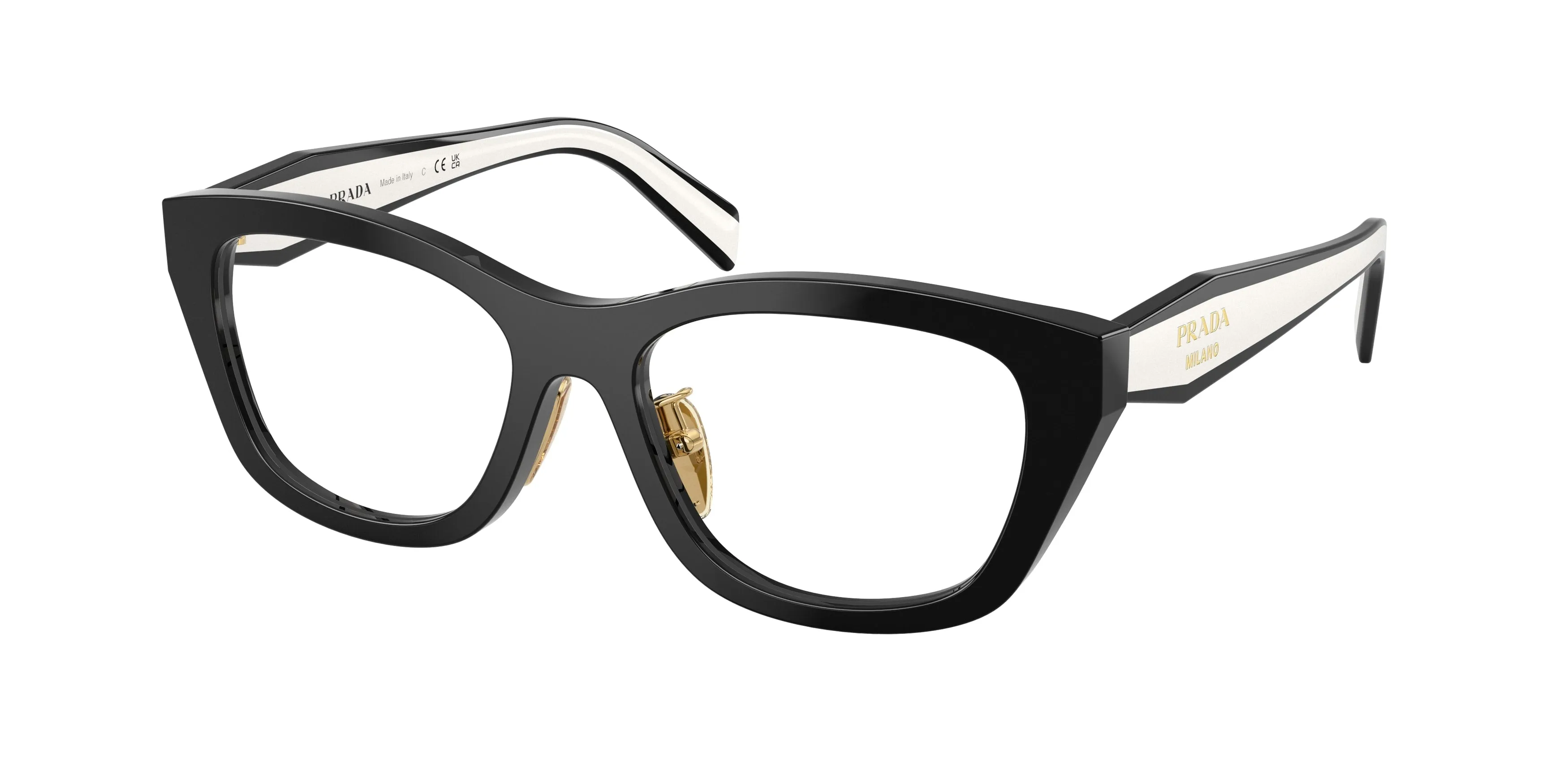 Prada PR D11VD 20G1O1 Montature da vista Acetato Nero Trasparente Geometrica Normale - immagine 1