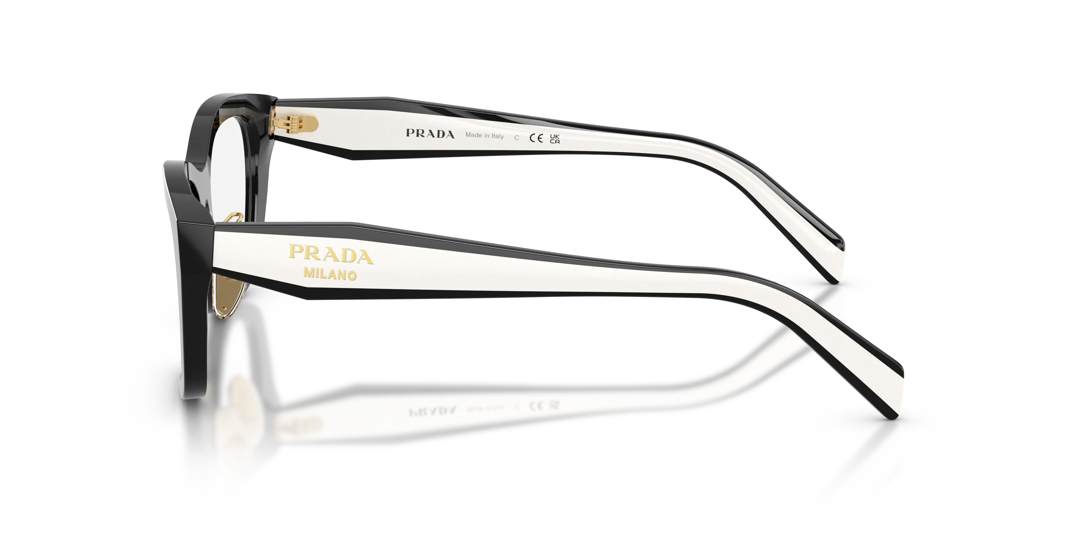 Prada PR D11VD 20G1O1 Montature da vista Acetato Nero Trasparente Geometrica Normale - immagine 4