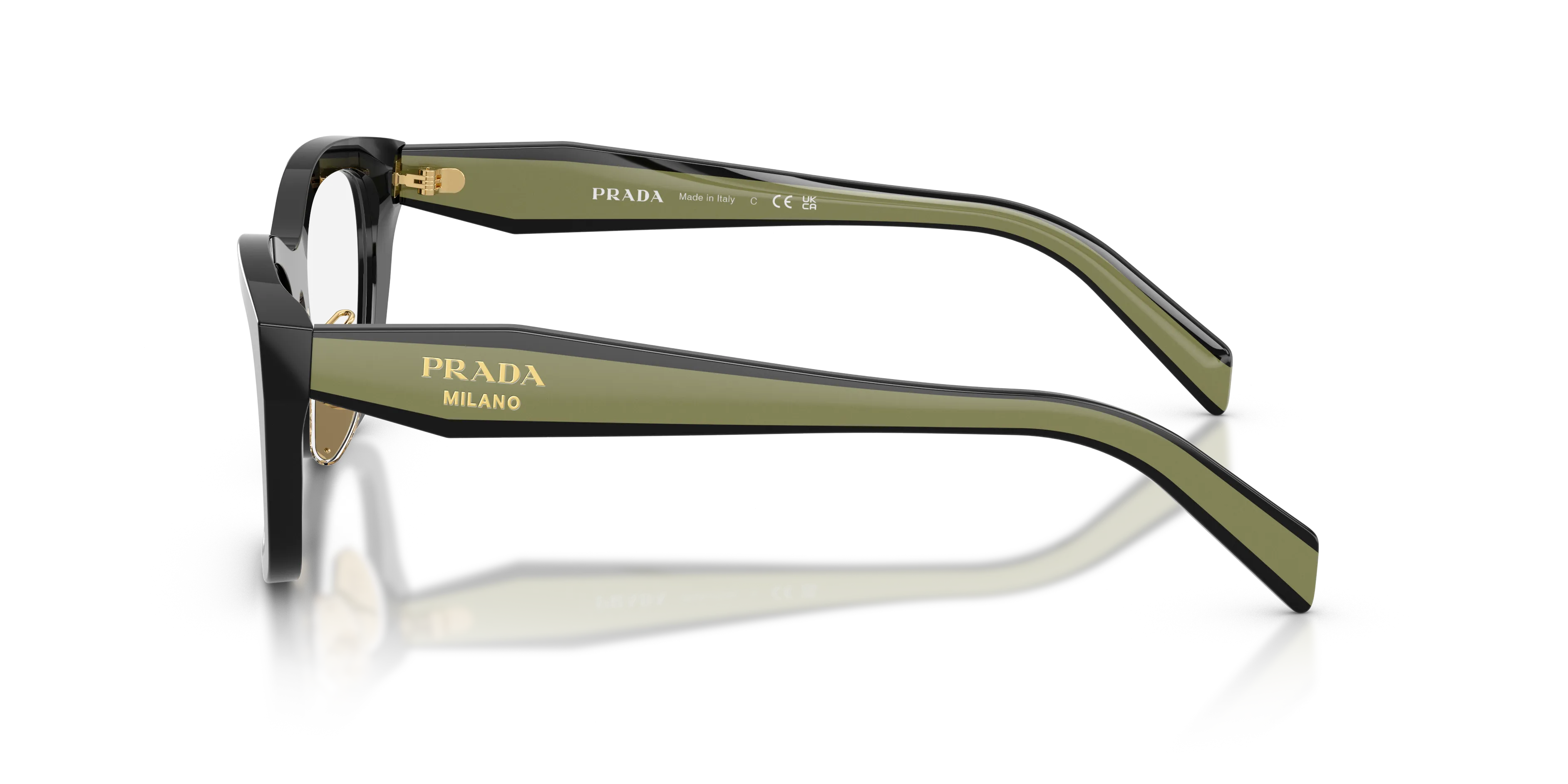 Prada PR D11VD 03K1O1 Montature da vista Acetato Nero Trasparente Geometrica Normale - immagine 4