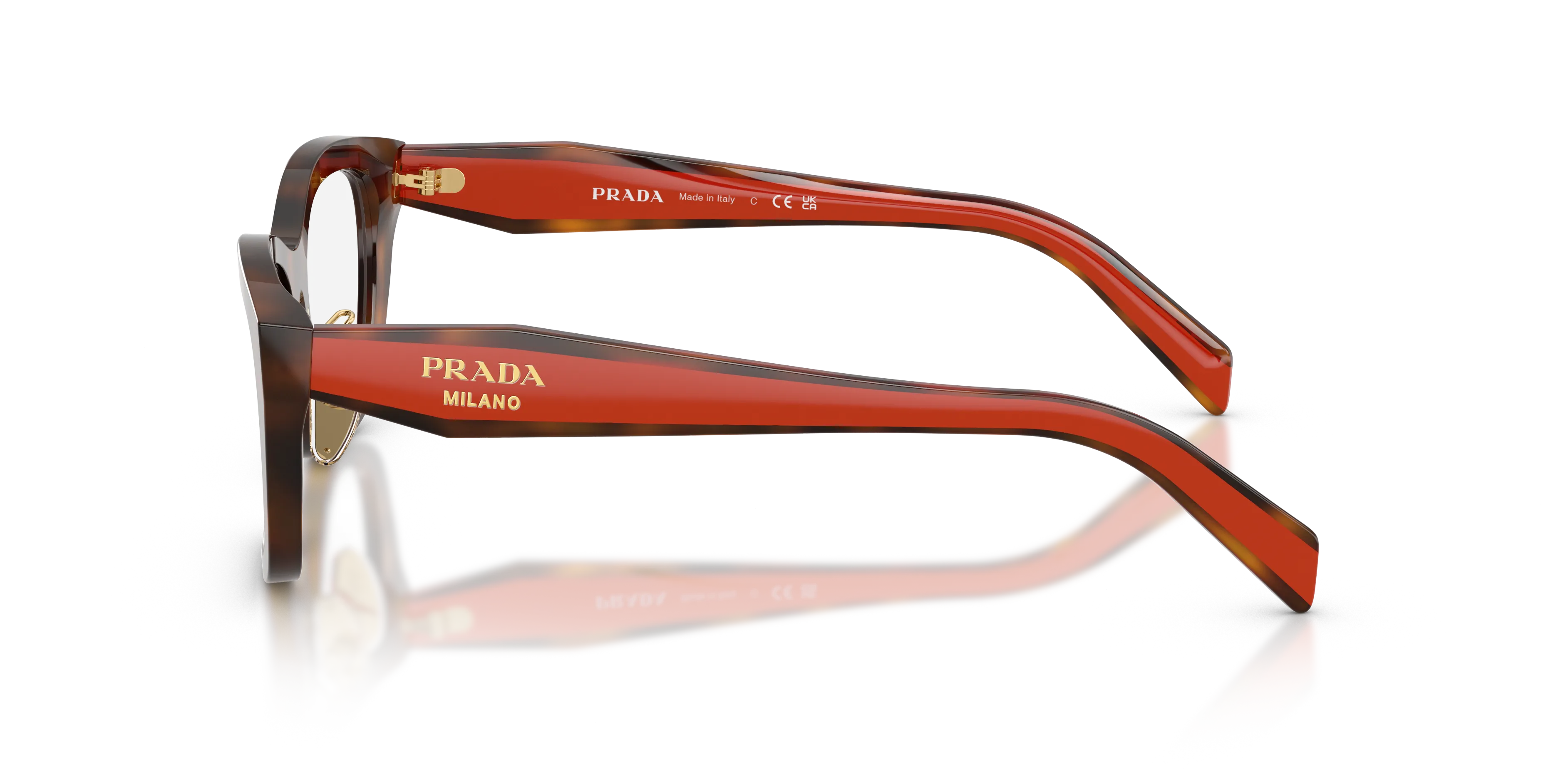 Prada PR D11VD 01K1O1 Montature da vista Acetato Tartaruga Trasparente Geometrica Normale - immagine 4