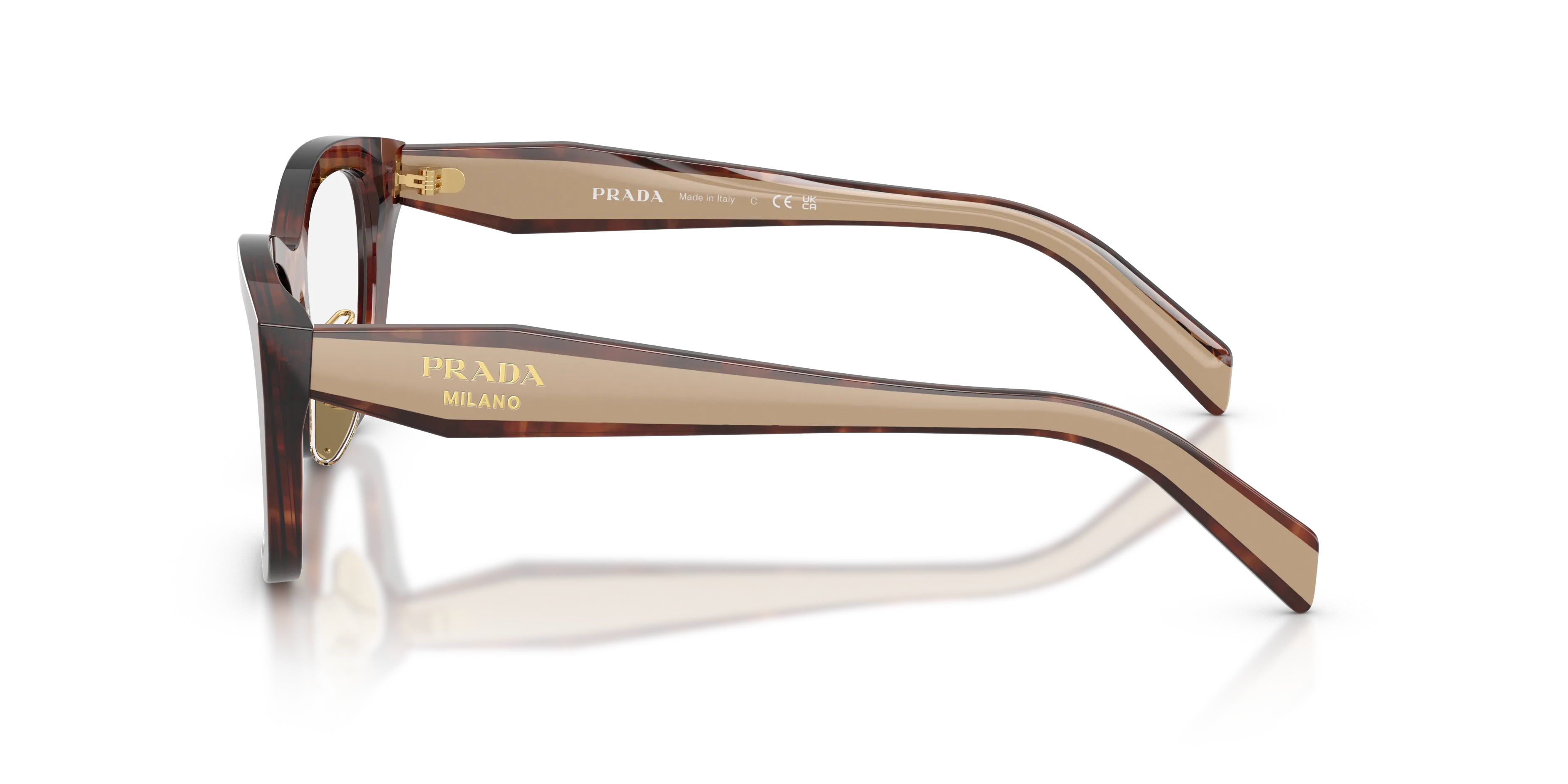 Prada PR D11VD 00K1O1 Montature da vista Acetato Marrone Trasparente Geometrica Normale - immagine 4