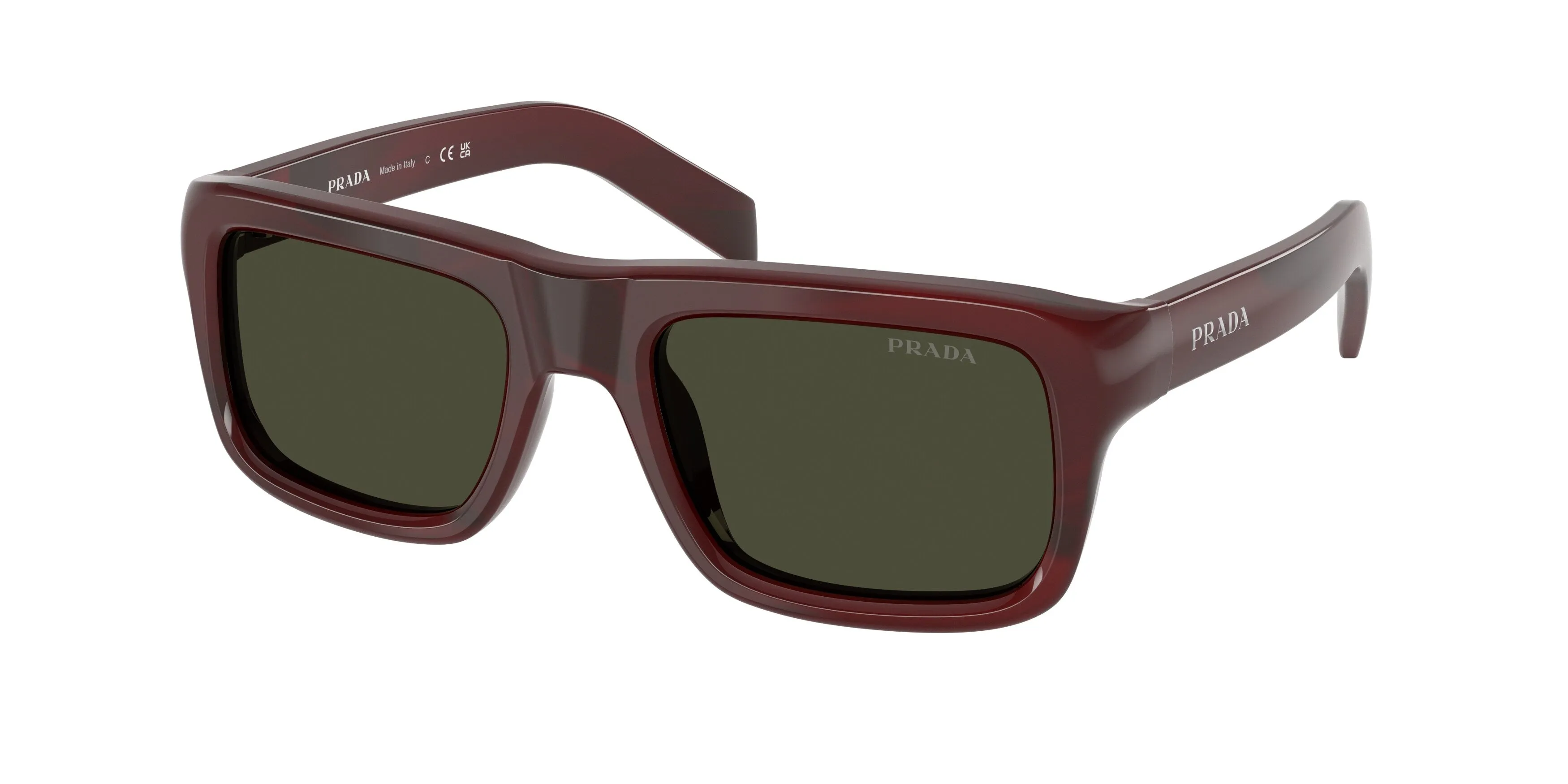Prada PR D11S 25J50X Occhiali da sole Acetato Rosso Verde Squadrata Normale - immagine 1