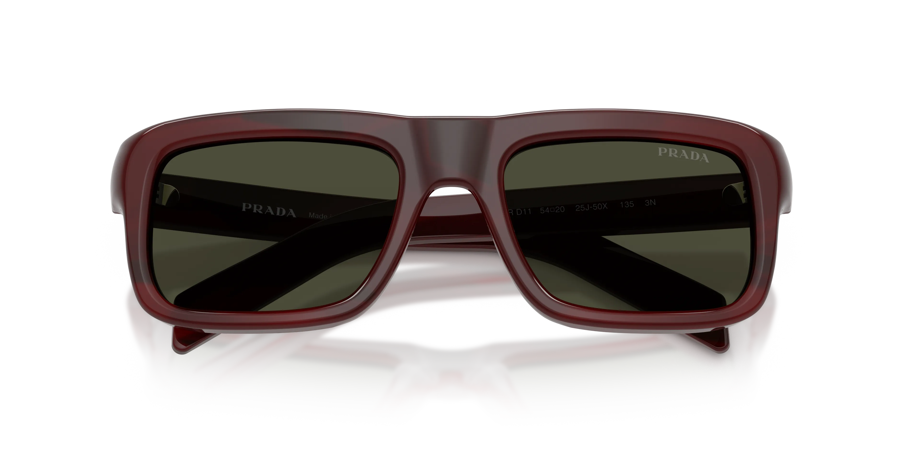 Prada PR D11S 25J50X Occhiali da sole Acetato Rosso Verde Squadrata Normale - immagine 2