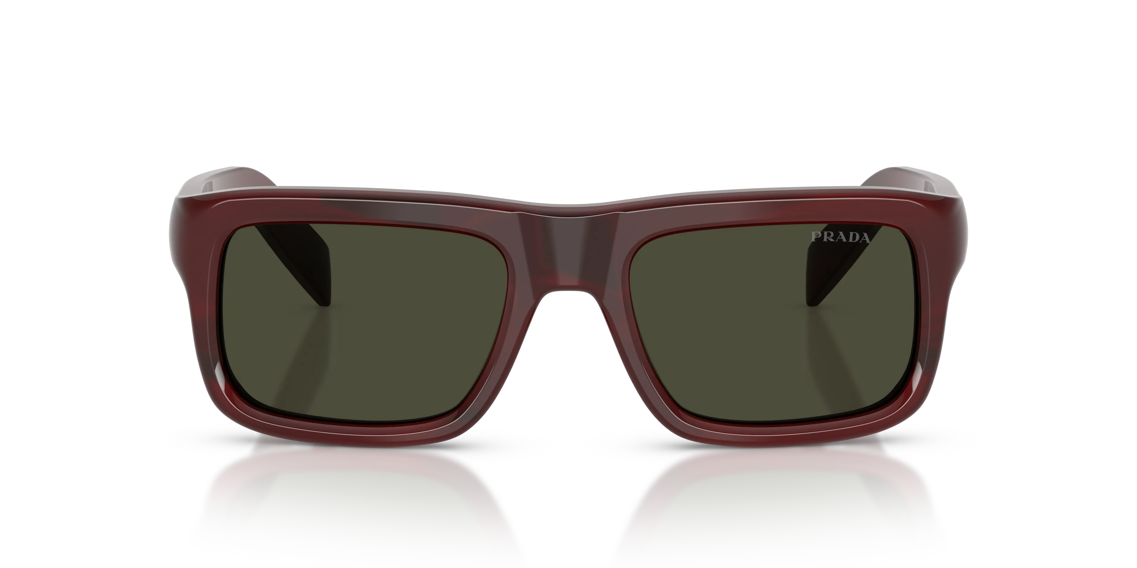 Prada PR D11S 25J50X Occhiali da sole Acetato Rosso Verde Squadrata Normale - immagine 3