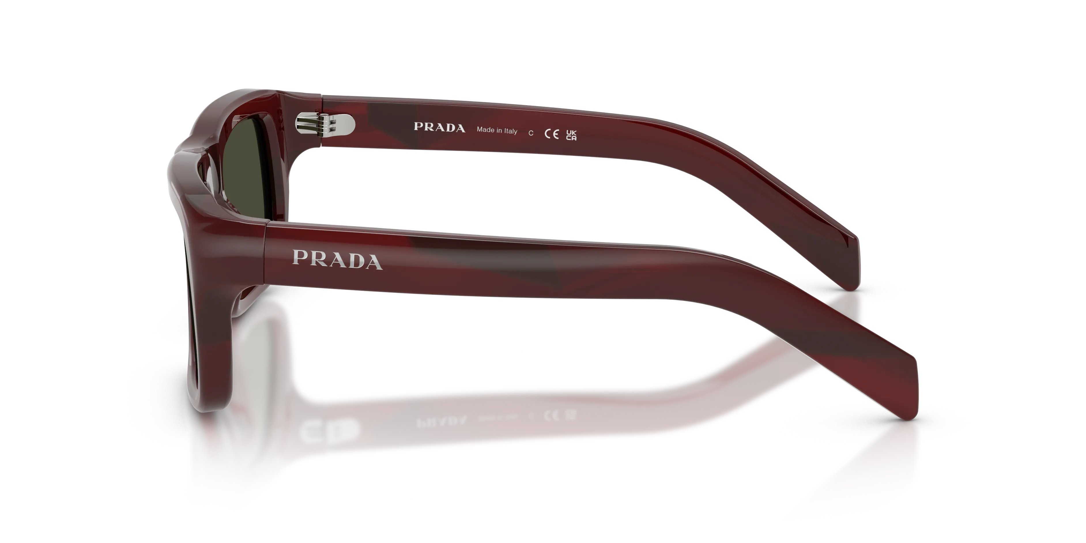Prada PR D11S 25J50X Occhiali da sole Acetato Rosso Verde Squadrata Normale - immagine 4