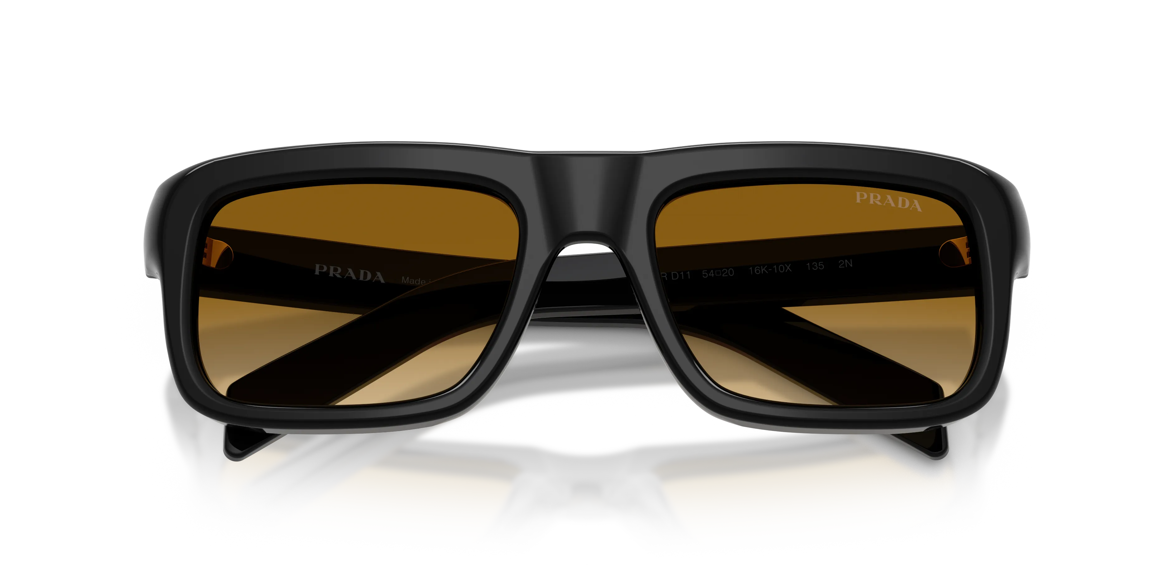 Prada PR D11S 16K10X Occhiali da sole Acetato Nero Giallo Squadrata Normale Sfumato - immagine 2