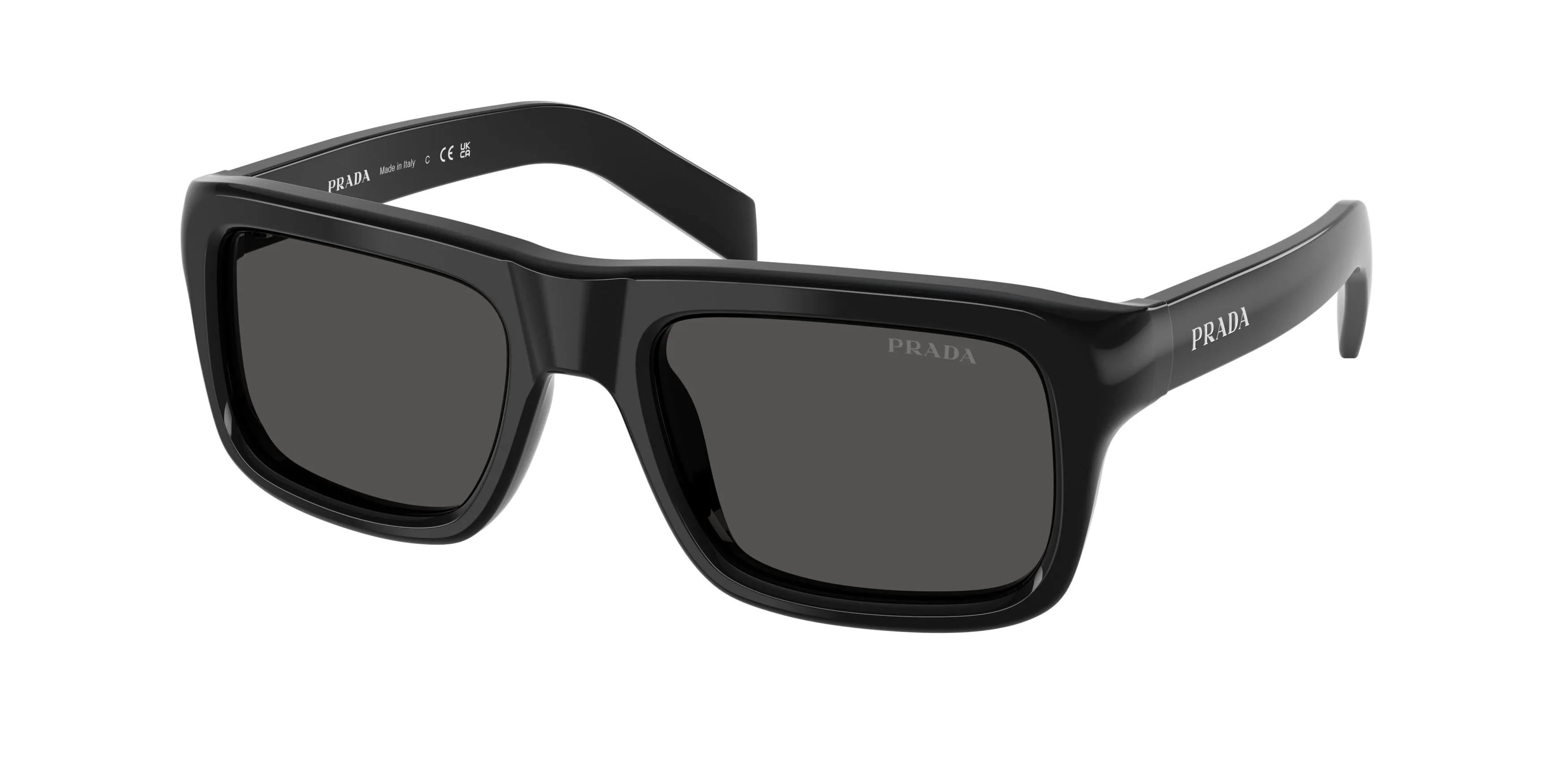 Prada PR D11S 16K08Z Occhiali da sole Acetato Nero Grigio Squadrata Normale - immagine 1