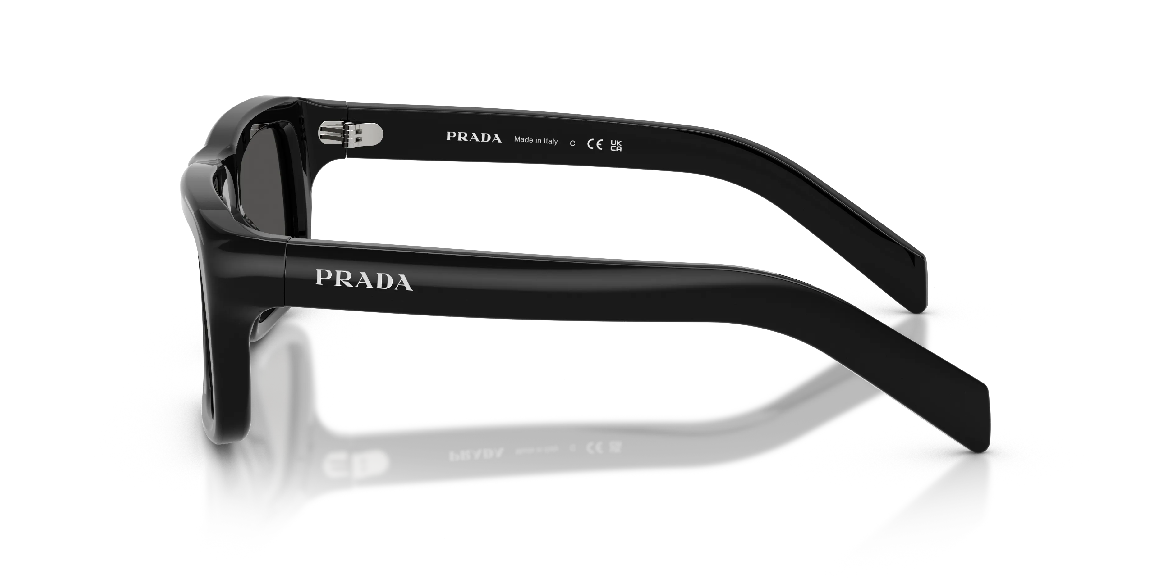 Prada PR D11S 16K08Z Occhiali da sole Acetato Nero Grigio Squadrata Normale - immagine 4