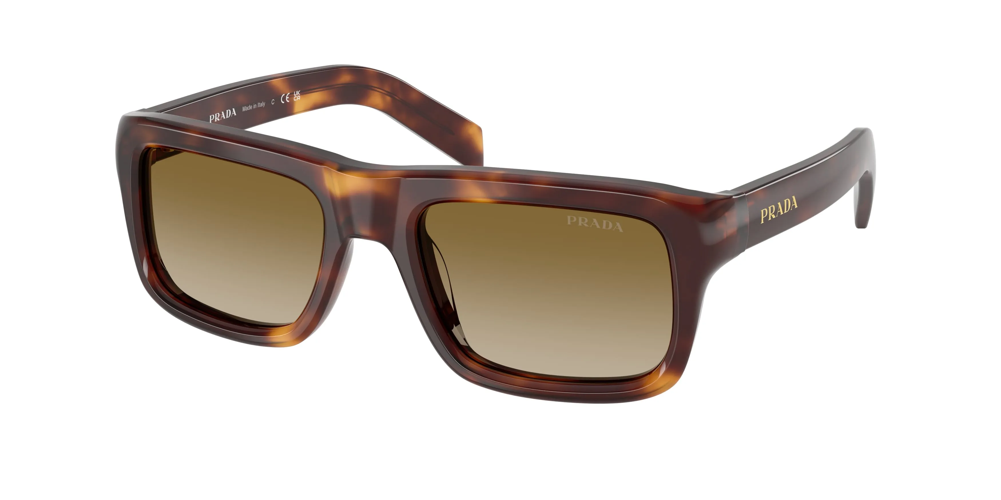 Prada PR D11S 15W20U Occhiali da sole Acetato Tartaruga Marrone Squadrata Normale Sfumato - immagine 1