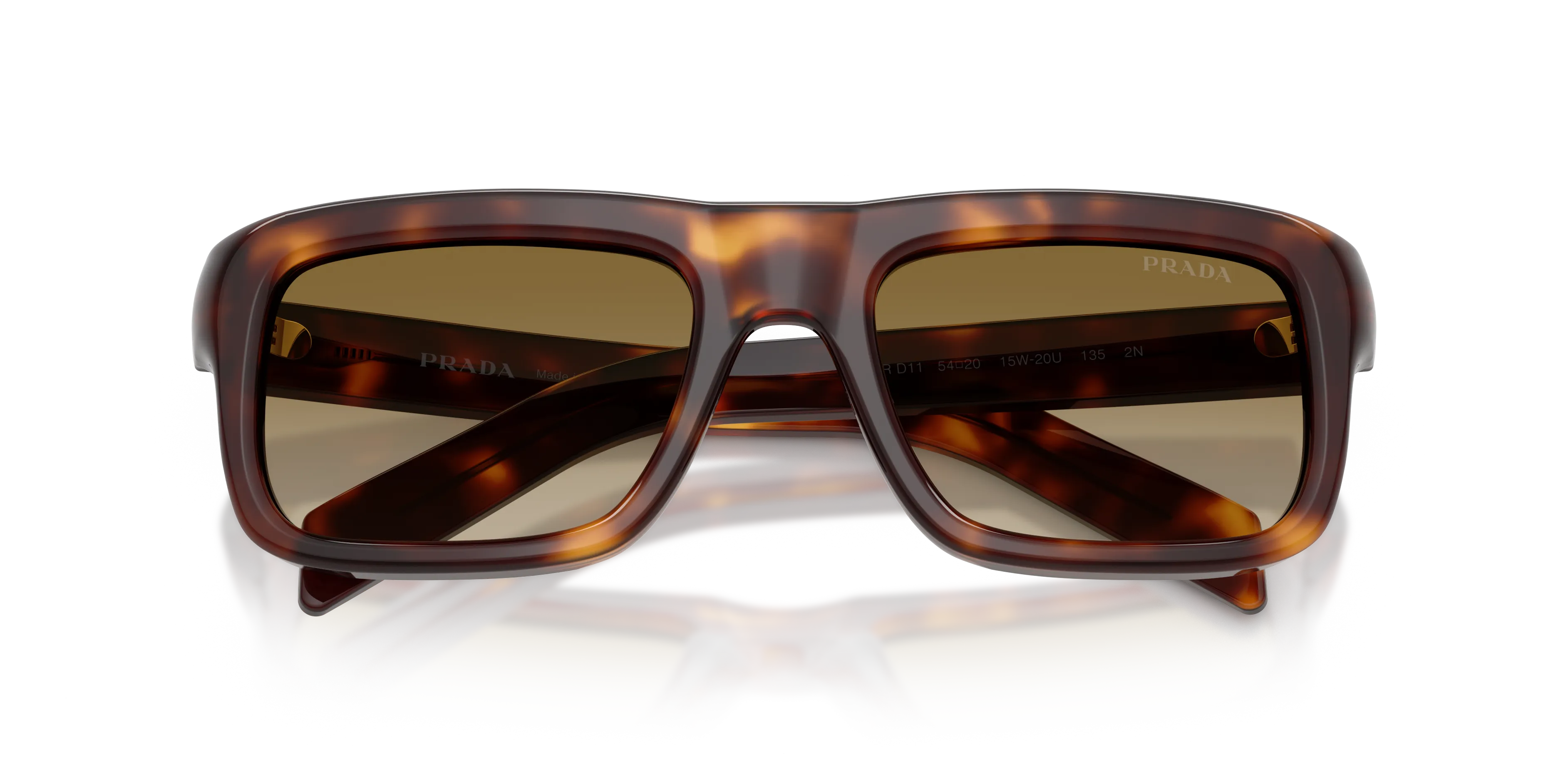 Prada PR D11S 15W20U Occhiali da sole Acetato Tartaruga Marrone Squadrata Normale Sfumato - immagine 2