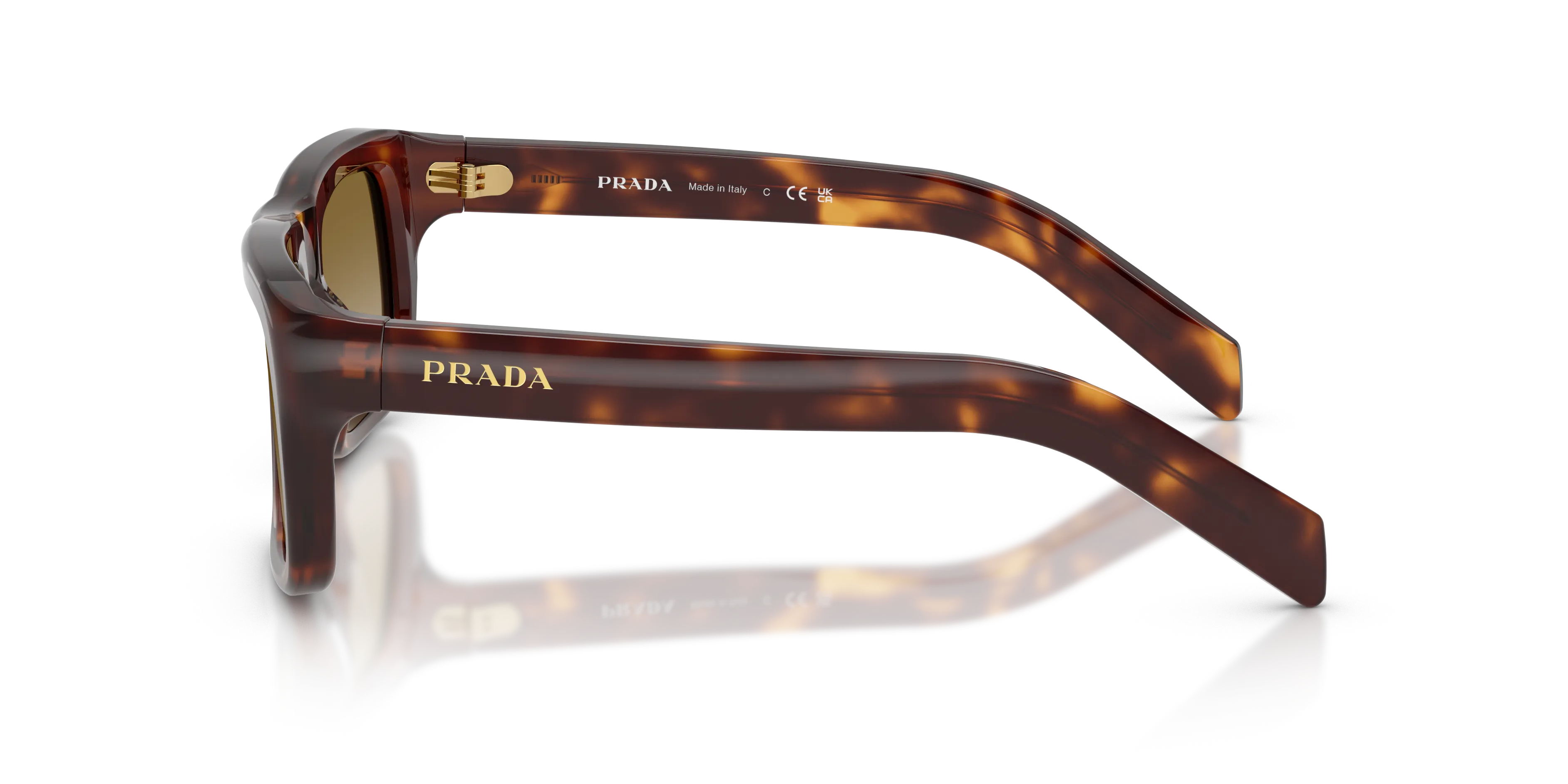 Prada PR D11S 15W20U Occhiali da sole Acetato Tartaruga Marrone Squadrata Normale Sfumato - immagine 4