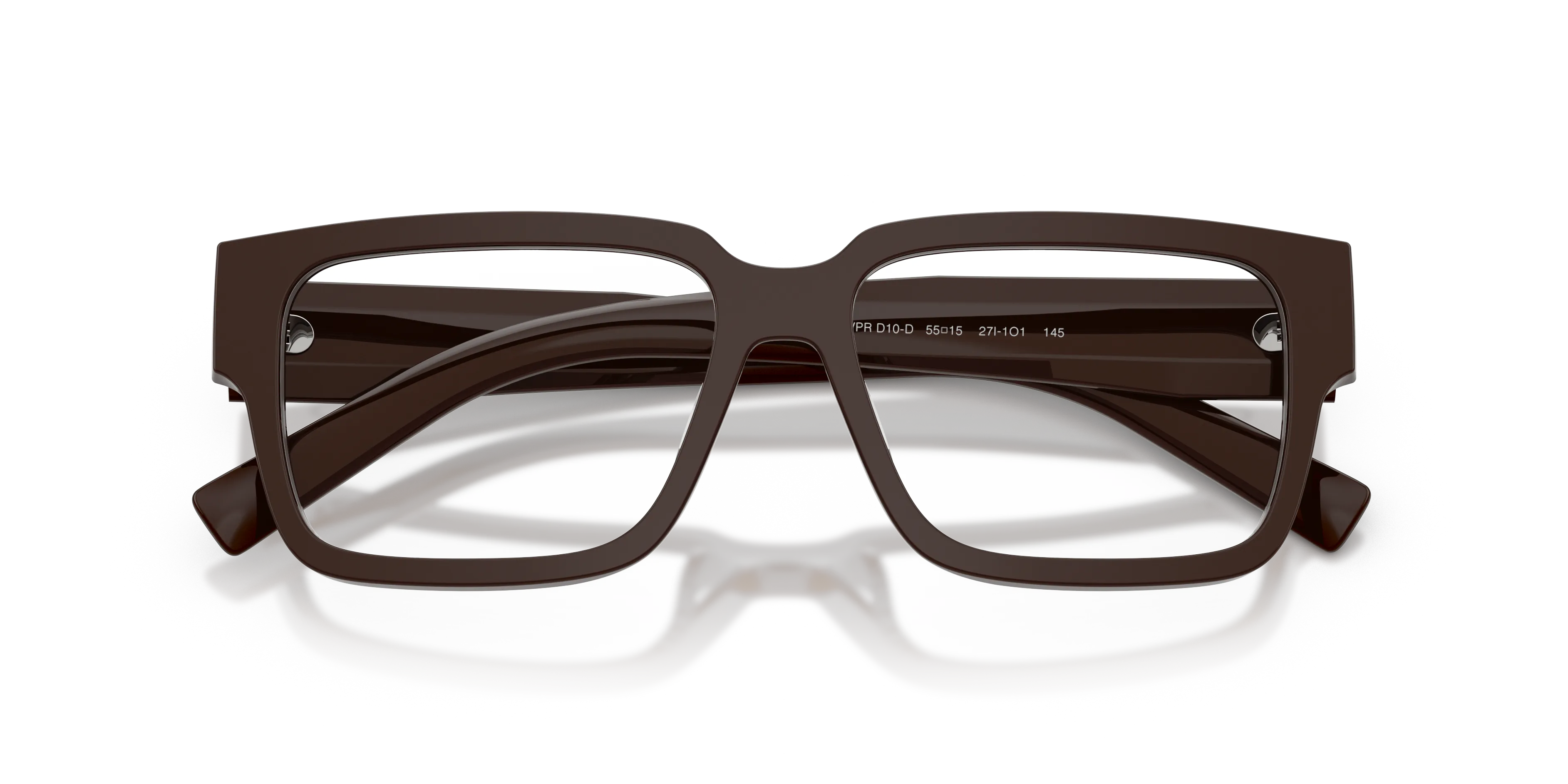 Prada PR D10VD 27I1O1 Montature da vista Acetato Marrone Trasparente Squadrata Normale - immagine 2