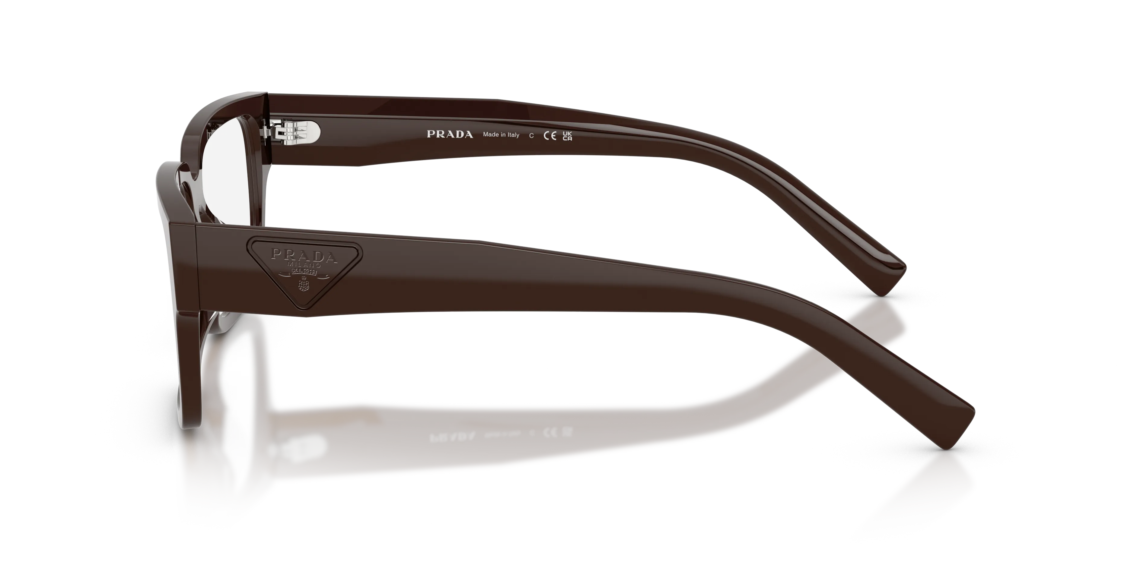 Prada PR D10VD 27I1O1 Montature da vista Acetato Marrone Trasparente Squadrata Normale - immagine 4