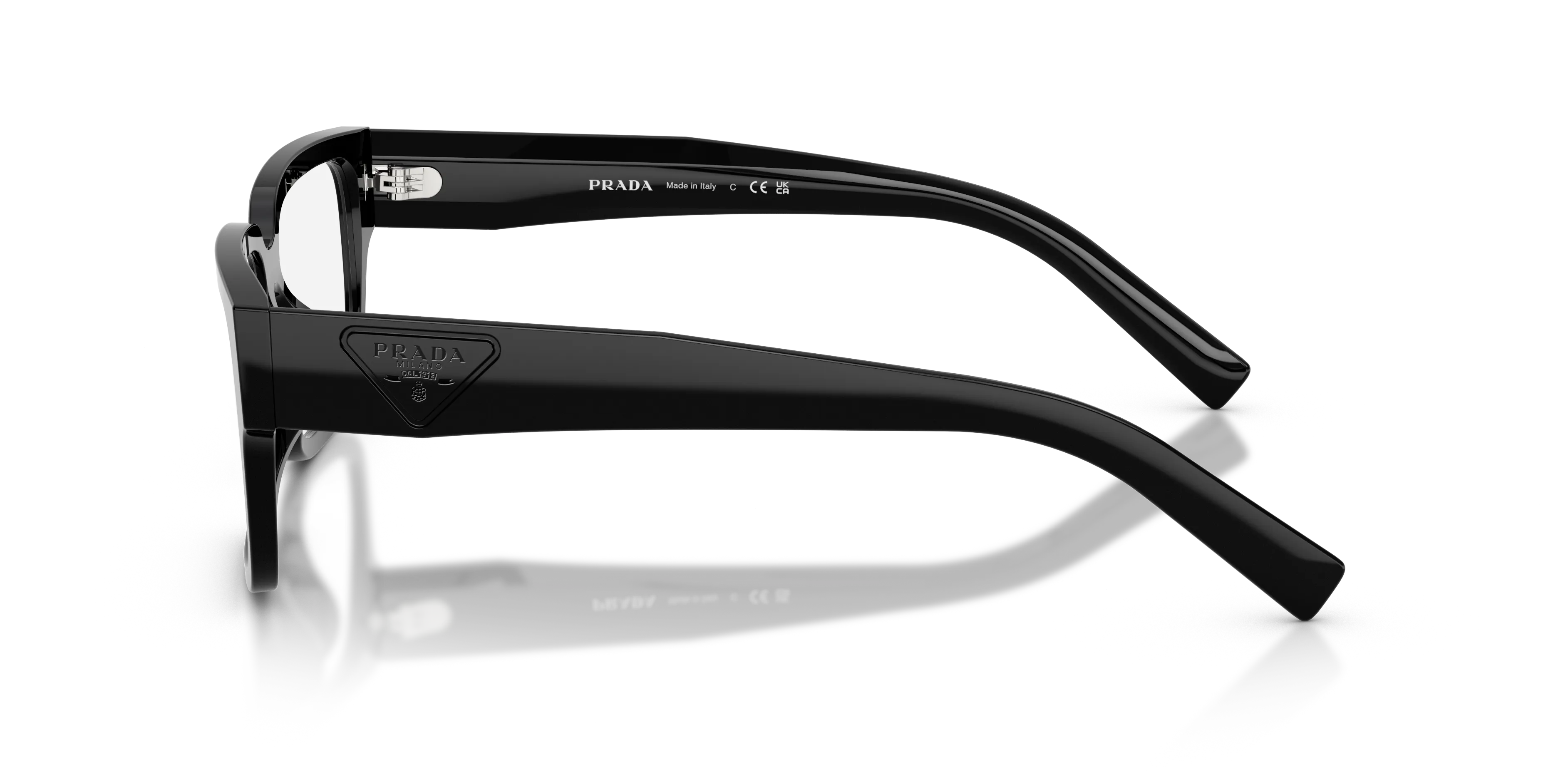 Prada PR D10VD 16K1O1 Montature da vista Acetato Nero Trasparente Squadrata Normale - immagine 4