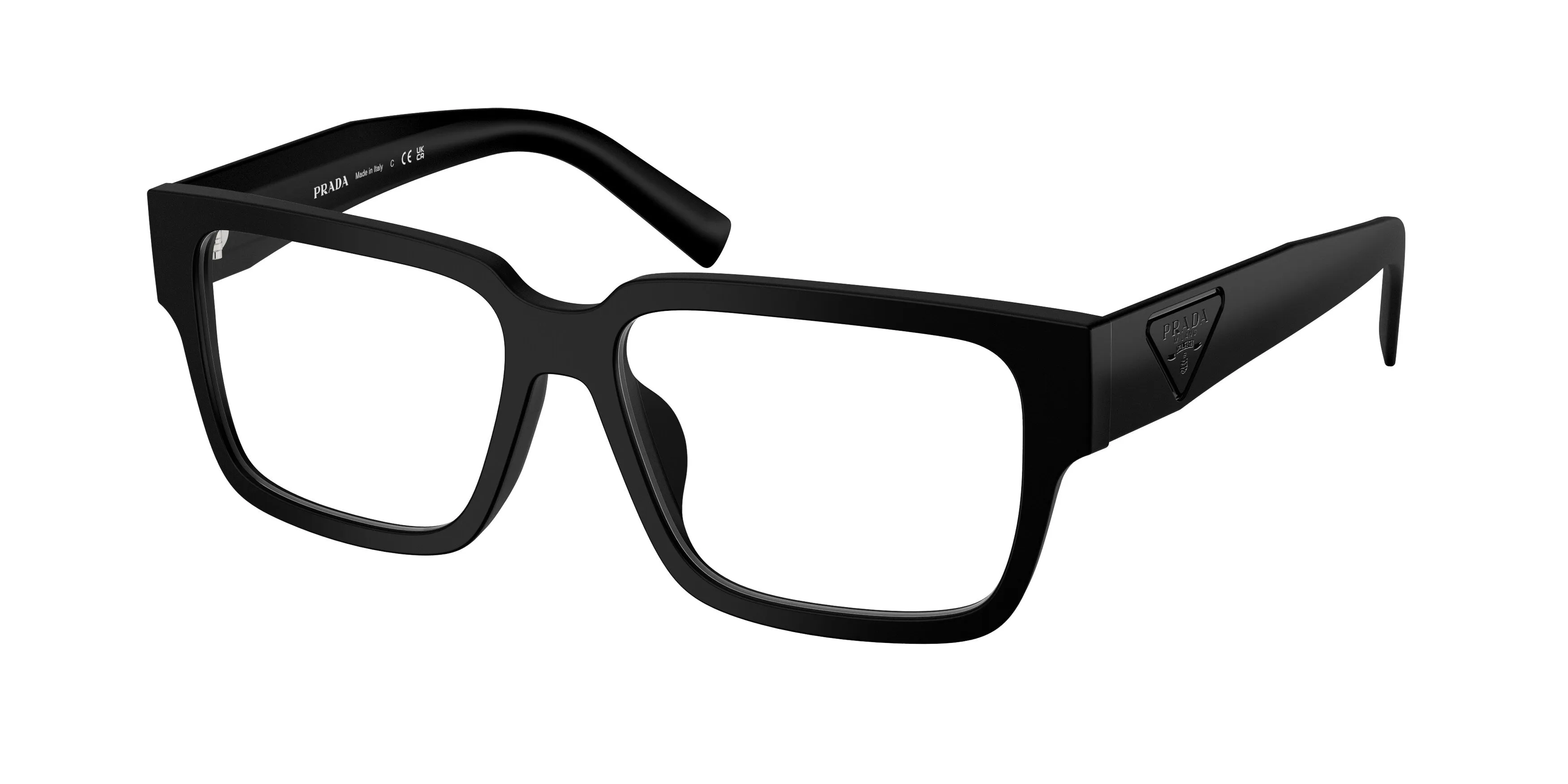 Prada PR D10VD 12P1O1 Montature da vista Acetato Nero Trasparente Squadrata Normale - immagine 1