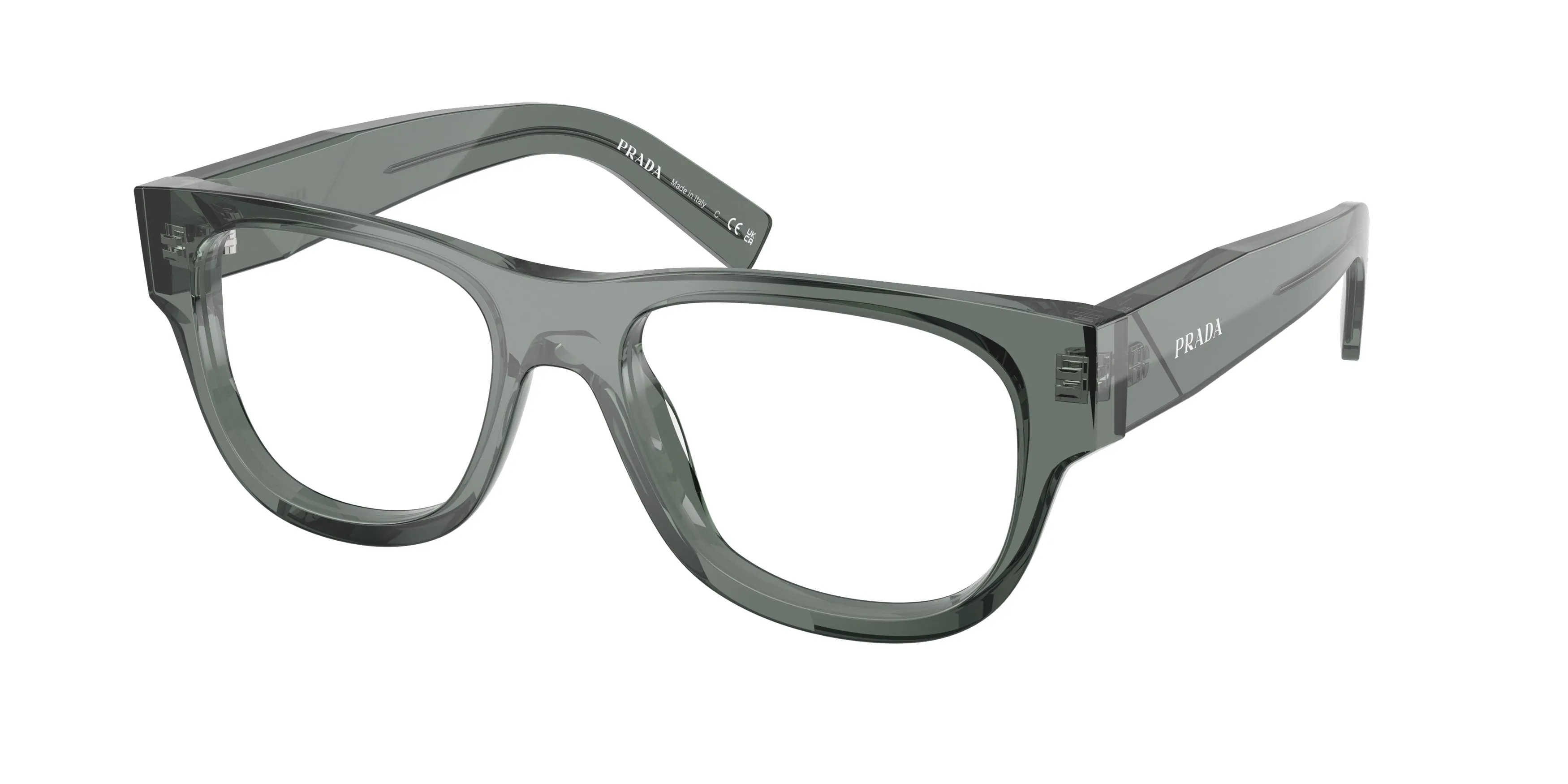 Prada PR D08VU 21J1O1 Montature da vista Acetato Grigio Trasparente Squadrata Normale - immagine 1