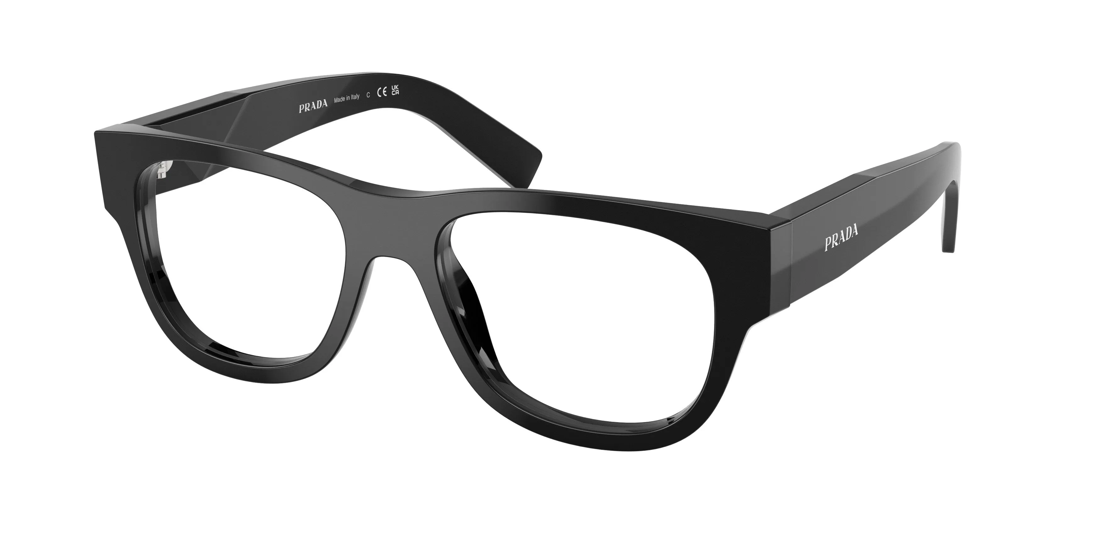 Prada PR D08VU 16K1O1 Montature da vista Acetato Nero Trasparente Squadrata Normale - immagine 1