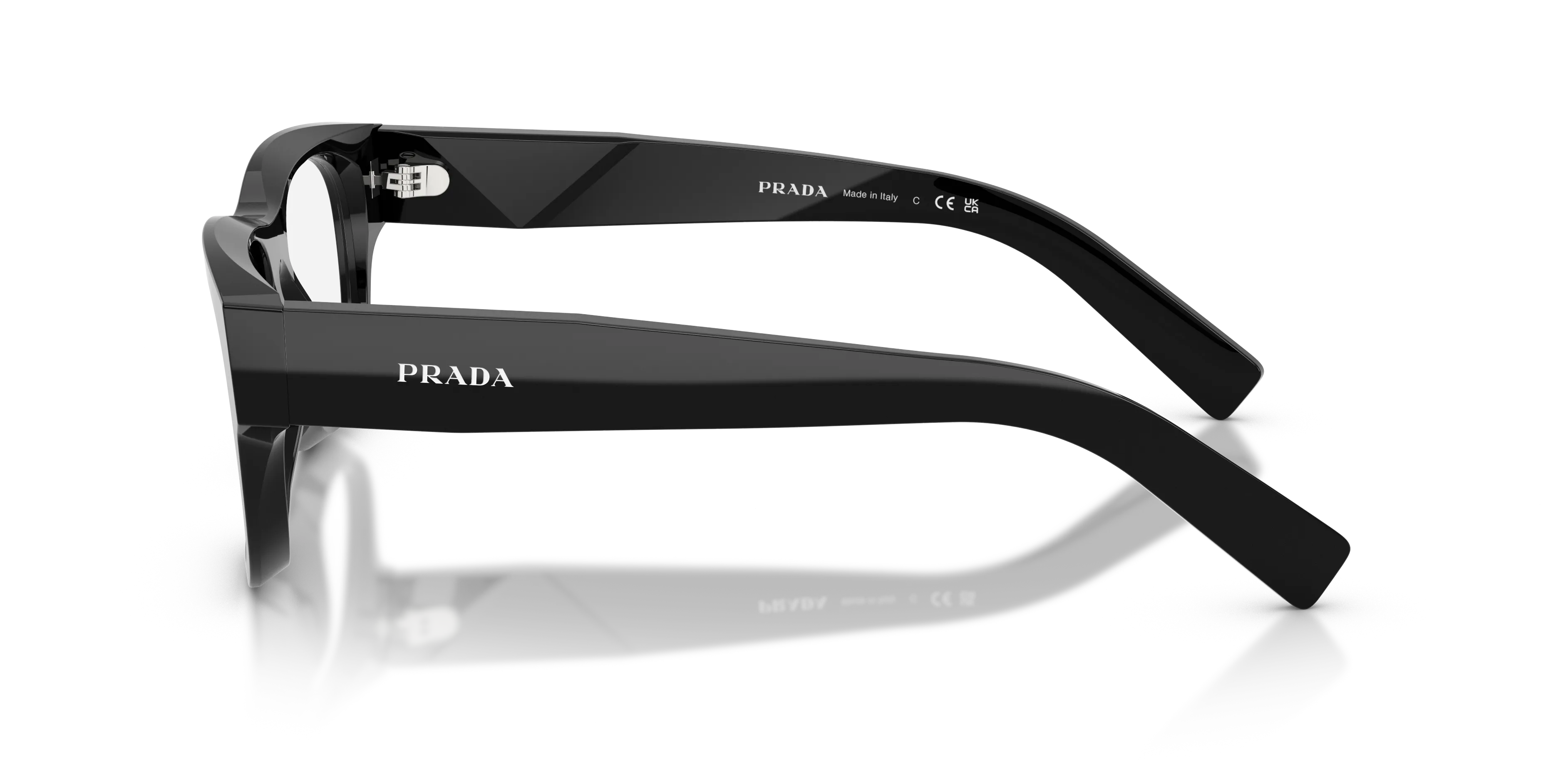 Prada PR D08VU 16K1O1 Montature da vista Acetato Nero Trasparente Squadrata Normale - immagine 4