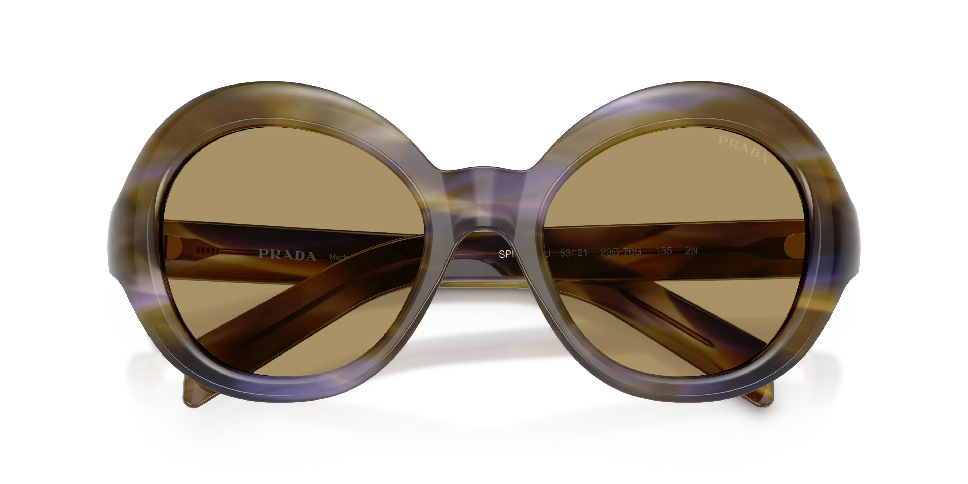 Prada PR D08SU 23G70G Occhiali da sole Acetato Marrone Verde Rotonda Normale - immagine 2