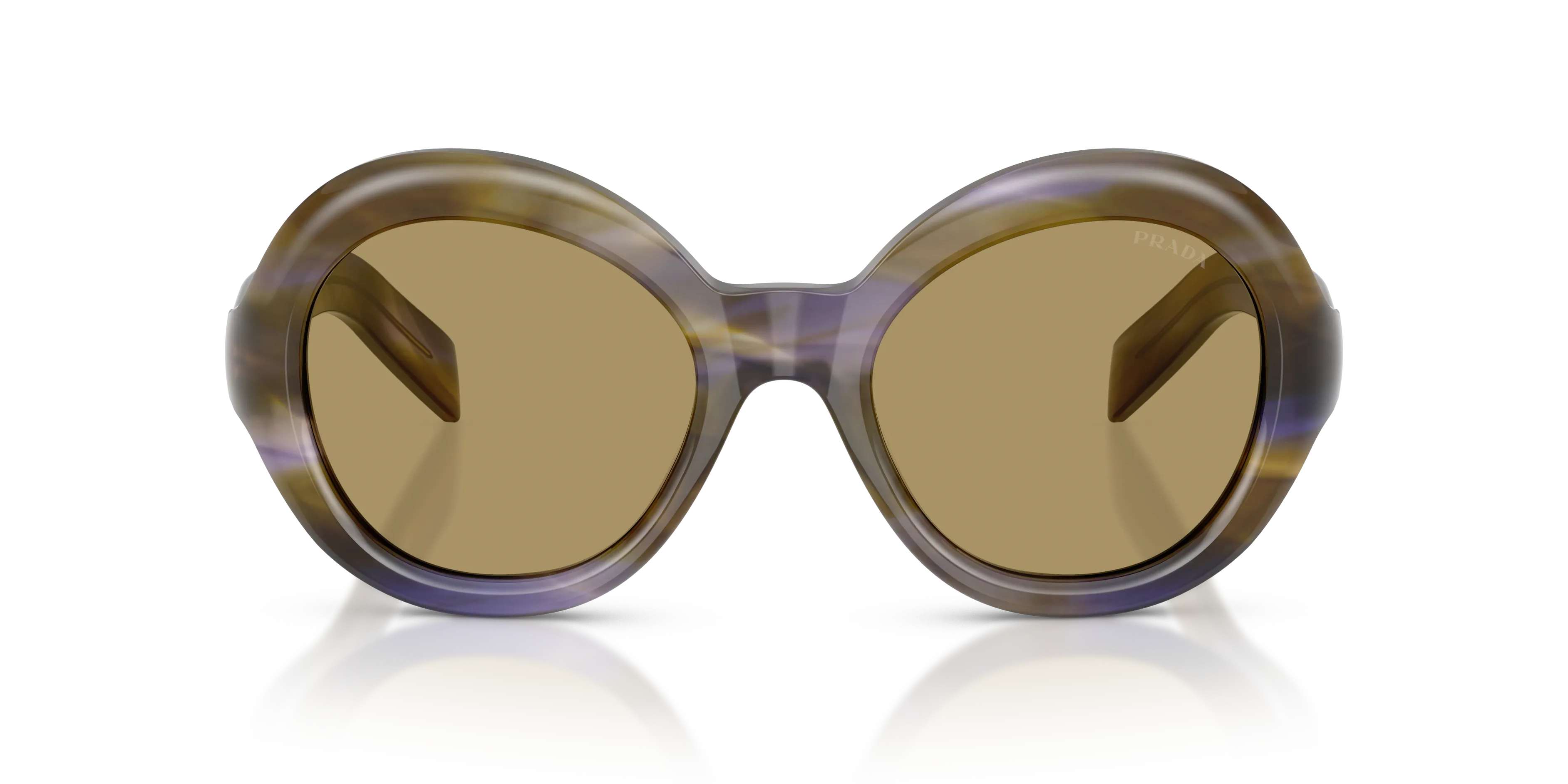 Prada PR D08SU 23G70G Occhiali da sole Acetato Marrone Verde Rotonda Normale - immagine 3