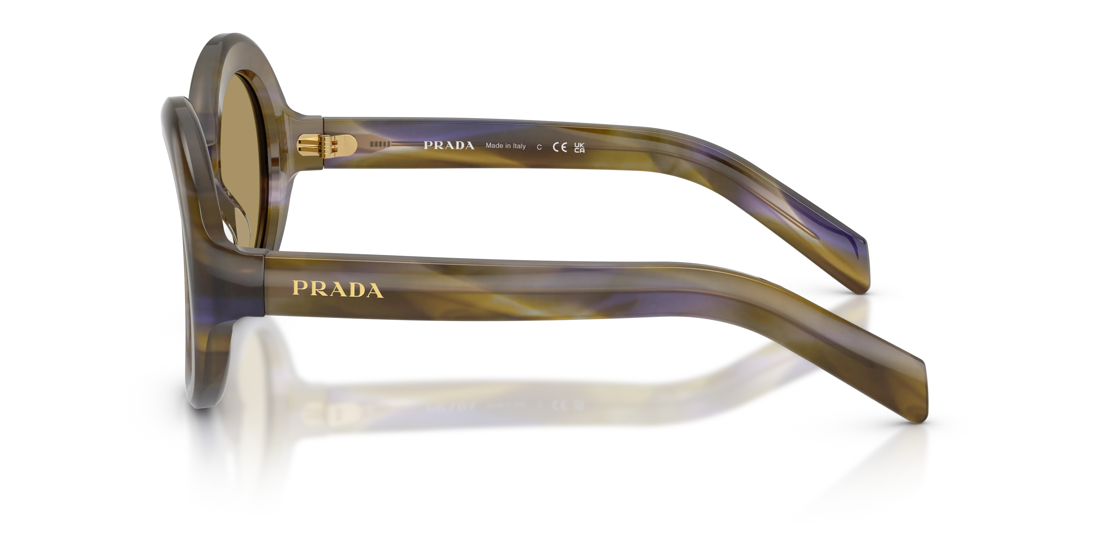 Prada PR D08SU 23G70G Occhiali da sole Acetato Marrone Verde Rotonda Normale - immagine 4