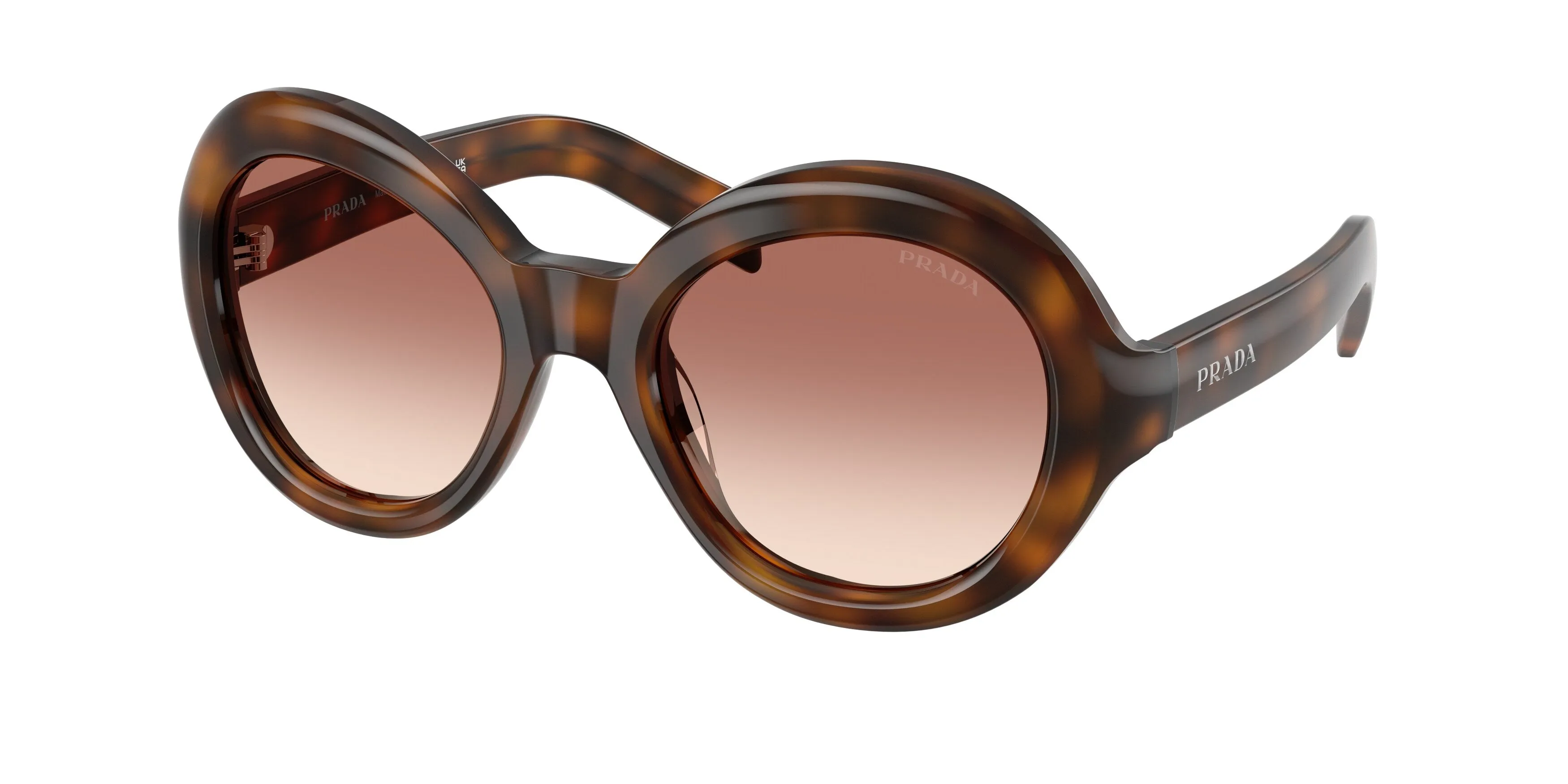 Prada PR D08SU 20D70X Occhiali da sole Acetato Tartaruga Marrone Rotonda Normale Sfumato - immagine 1