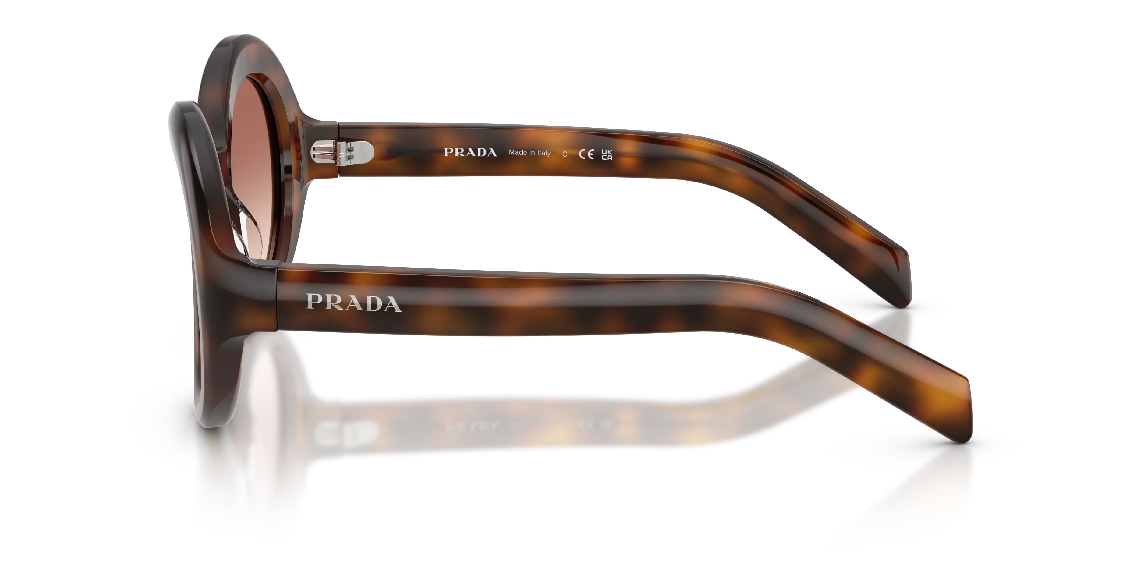 Prada PR D08SU 20D70X Occhiali da sole Acetato Tartaruga Marrone Rotonda Normale Sfumato - immagine 4