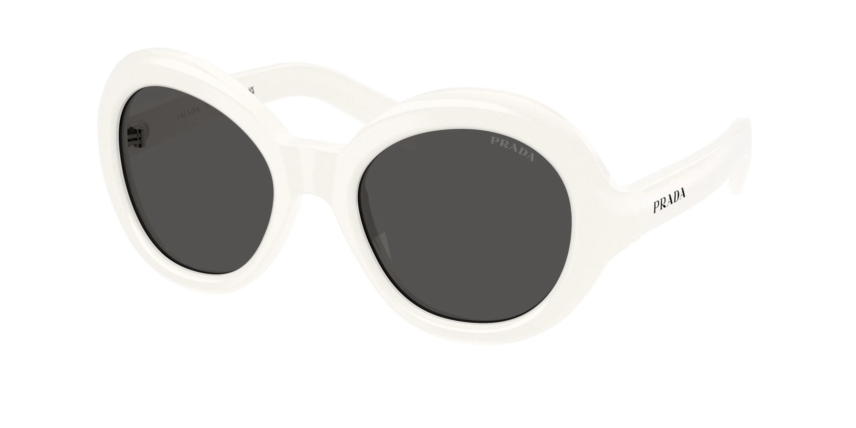 Prada PR D08SU 17K08Z Occhiali da sole Acetato Bianco Grigio Rotonda Normale - immagine 1