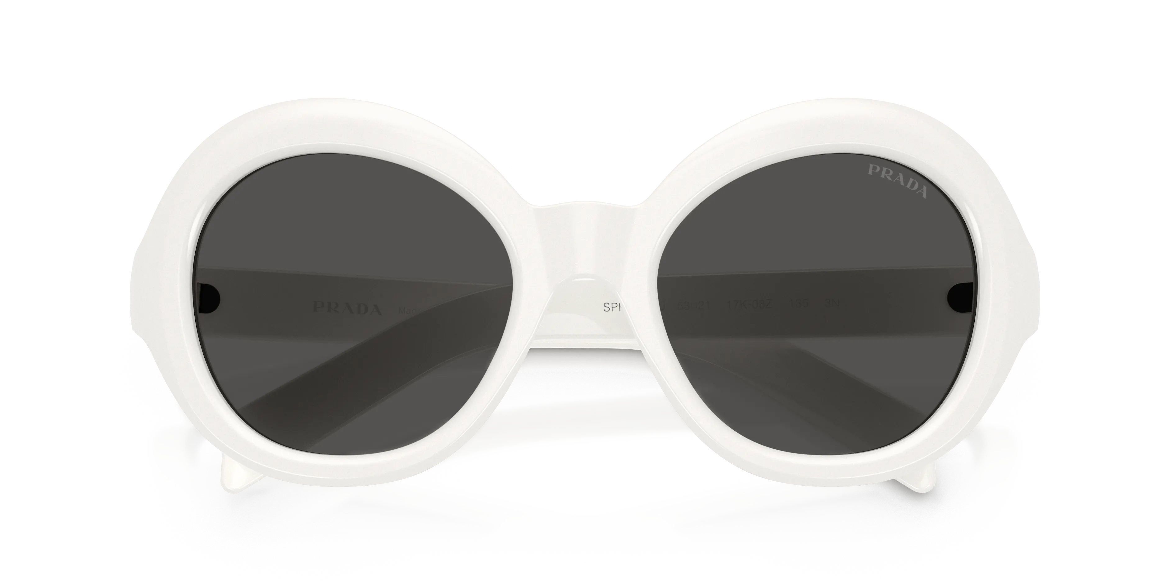 Prada PR D08SU 17K08Z Occhiali da sole Acetato Bianco Grigio Rotonda Normale - immagine 2